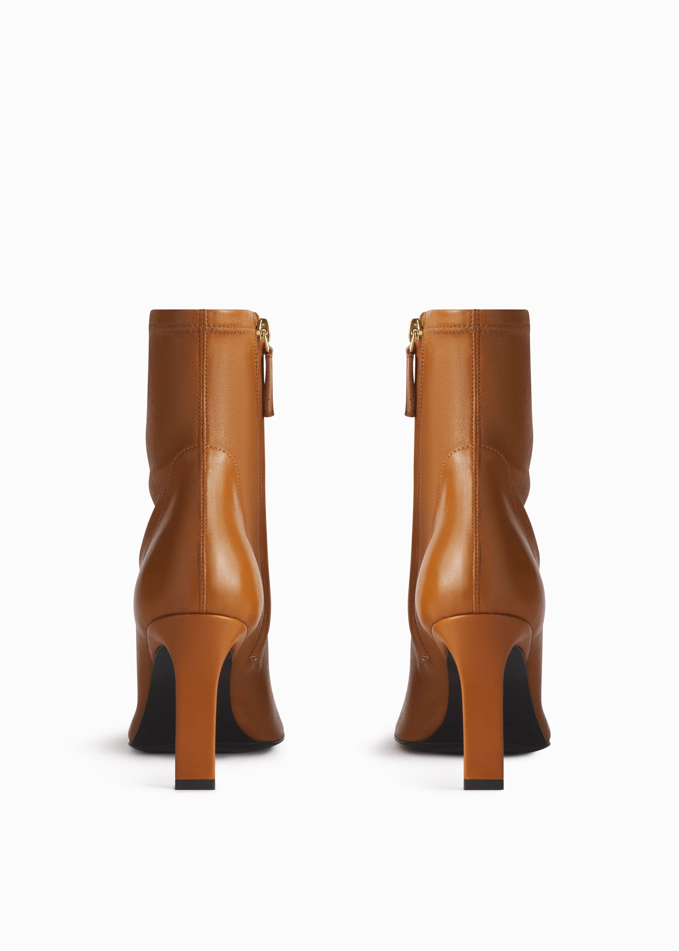 Heeled Leather Sock Bootie in Cognac - Image 3
