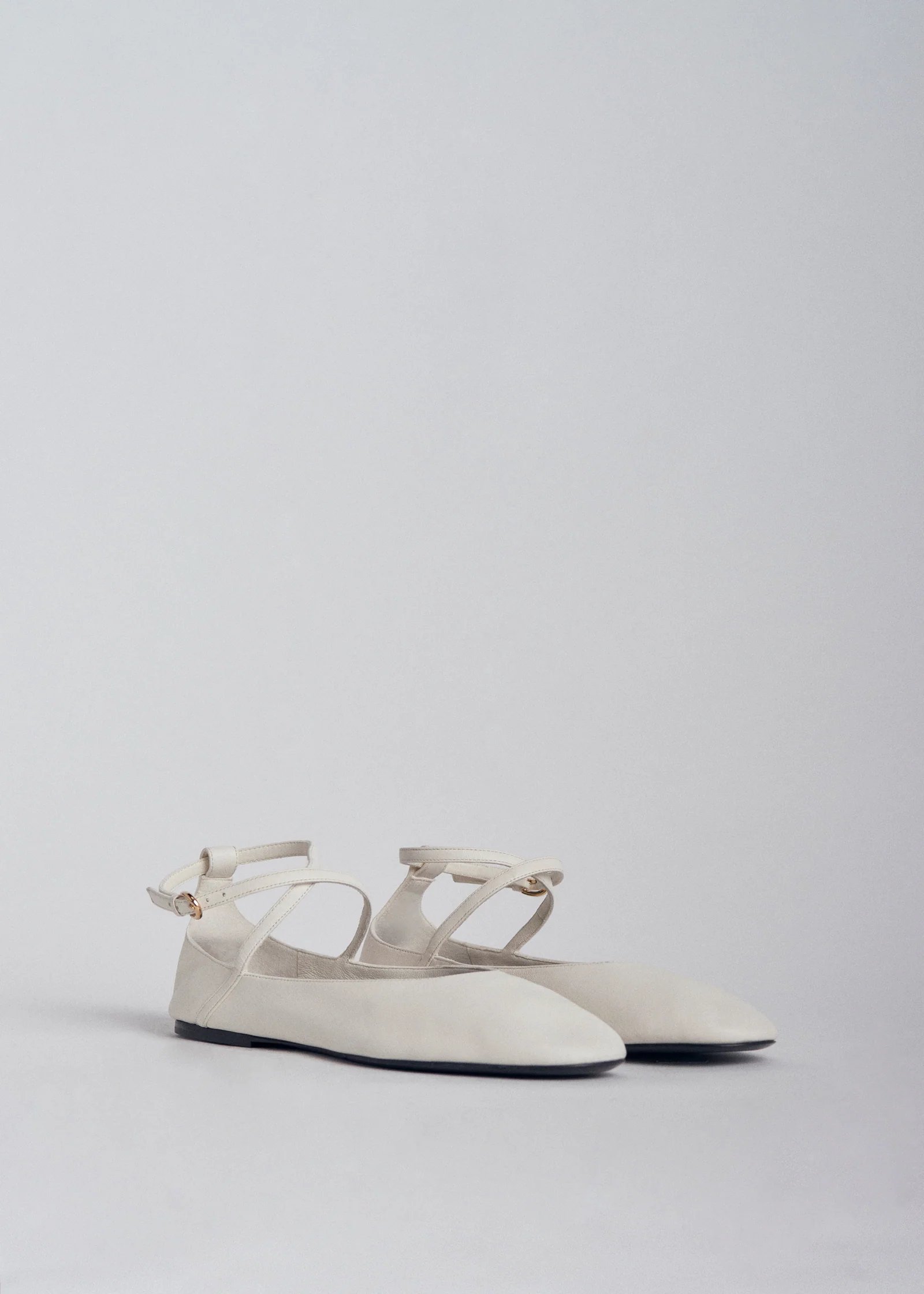 Round Toe Ballerina Flat in Ivory - Image 2