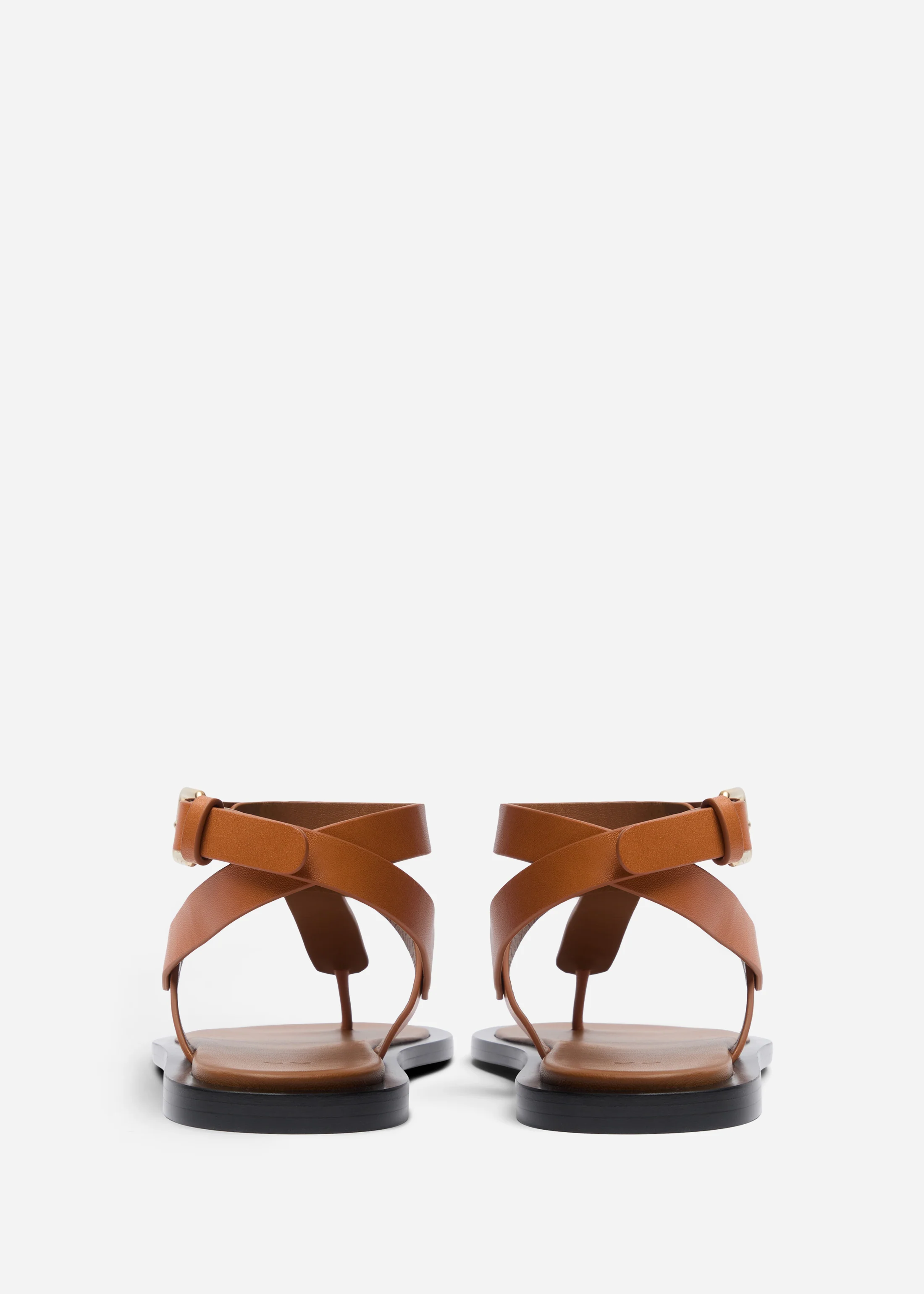Ankle Wrap Sandal in Calf Skin Leather - Cognac - Image 3