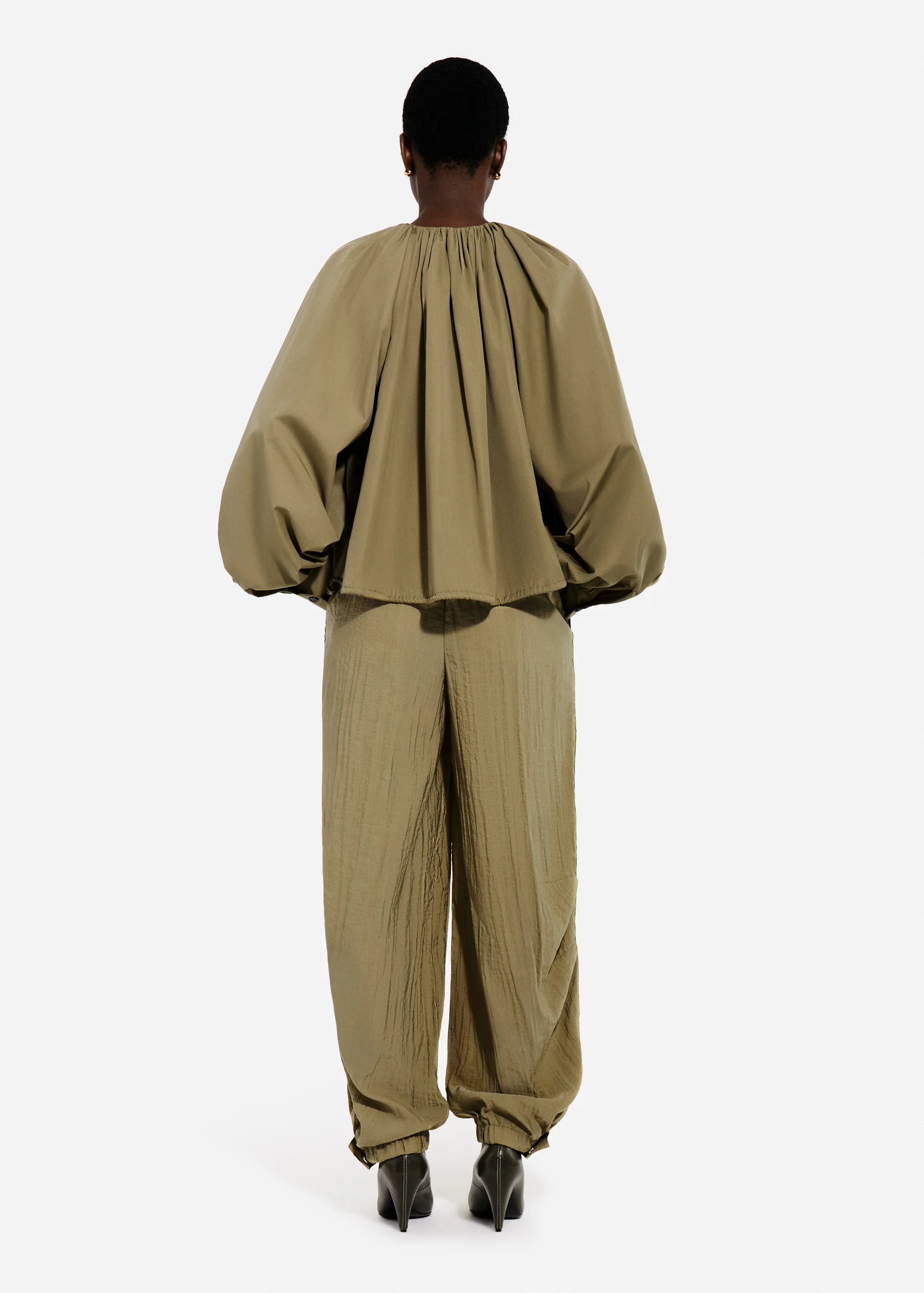 Articulated Vented Pant in Wrinkled Nylon - Aloe - Image 3