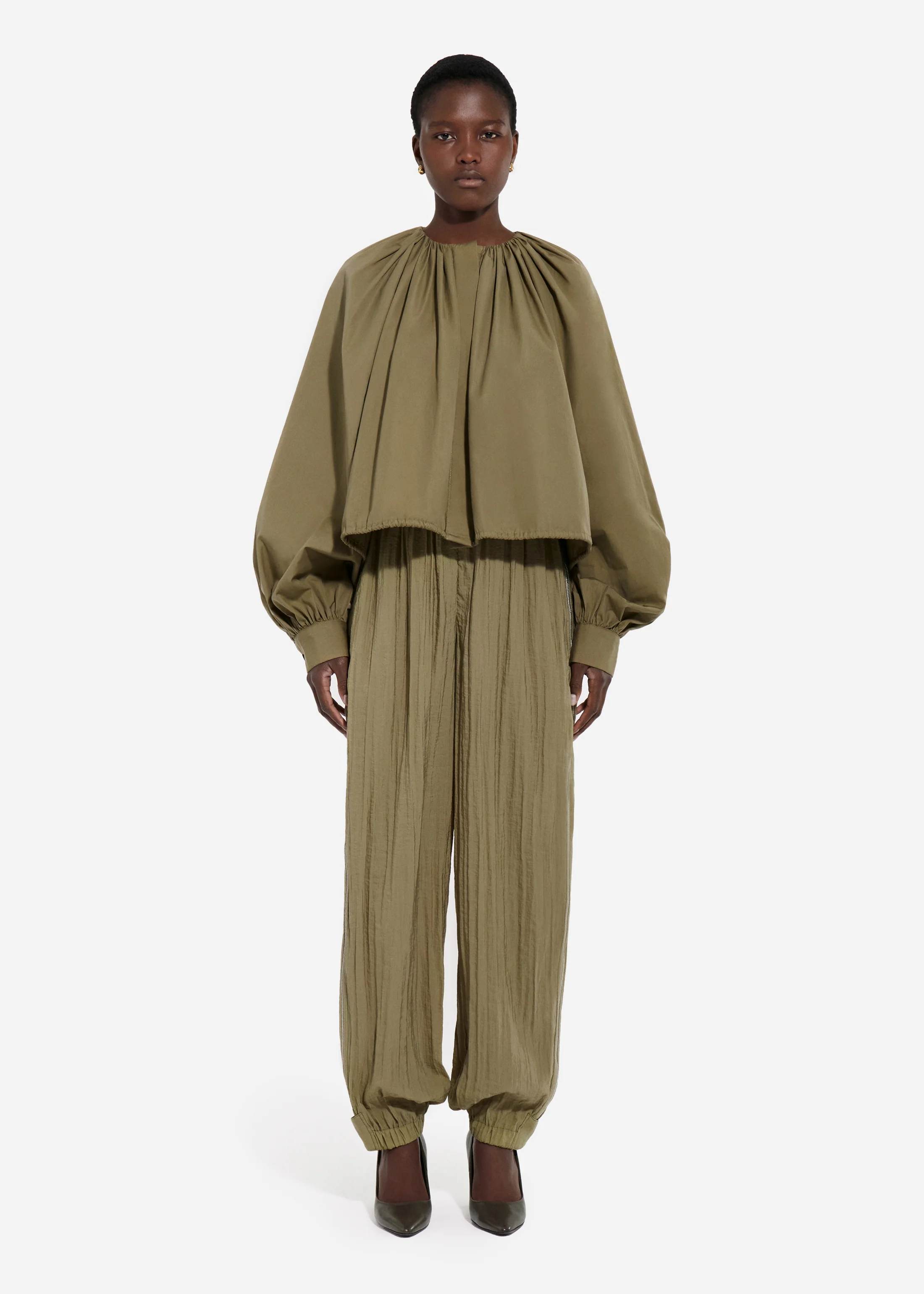 Articulated Vented Pant in Wrinkled Nylon - Aloe - Image 4