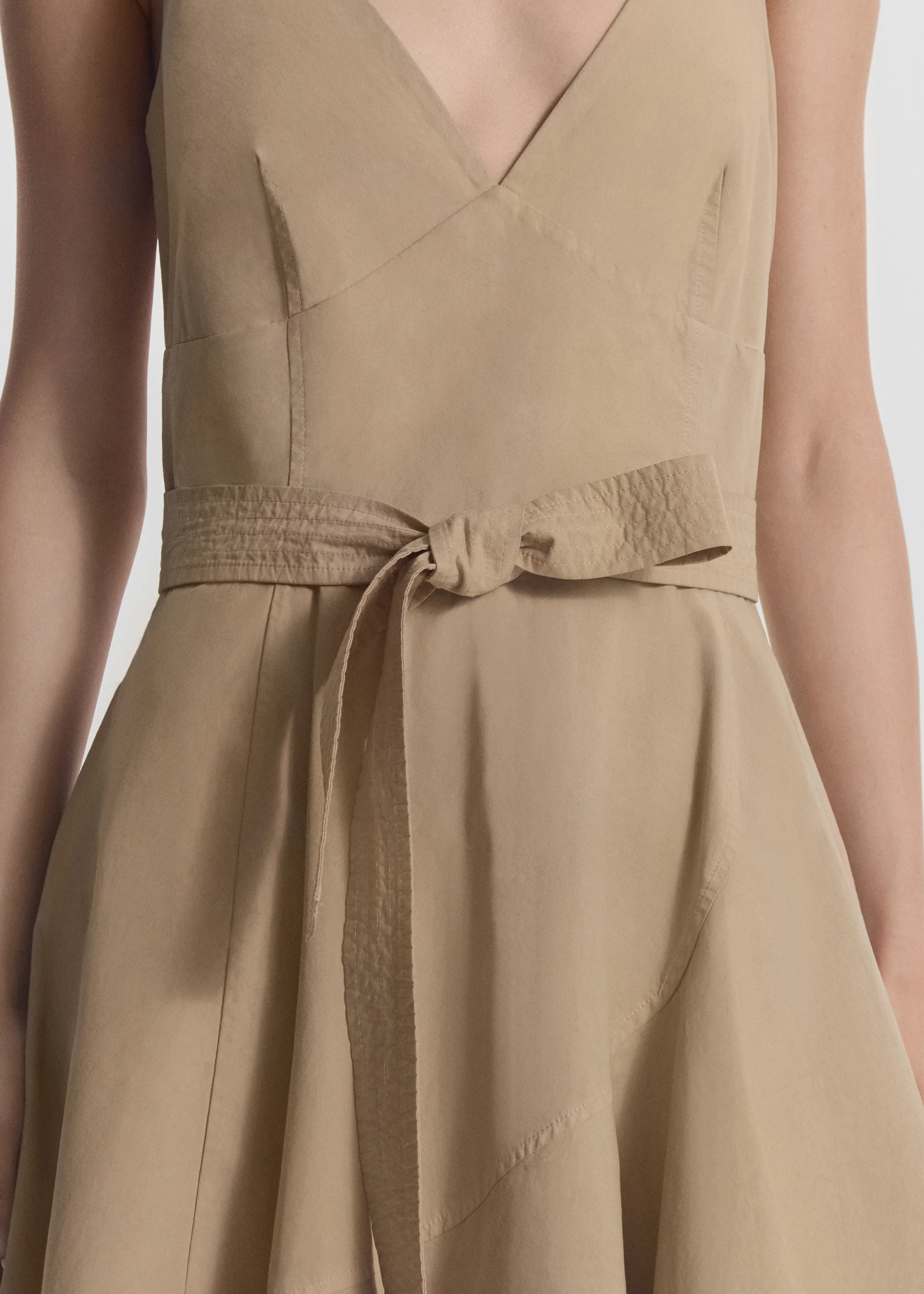 Asymmetric Layered Tank Dress in Garment-Dyed Cotton - Khaki - Image 3