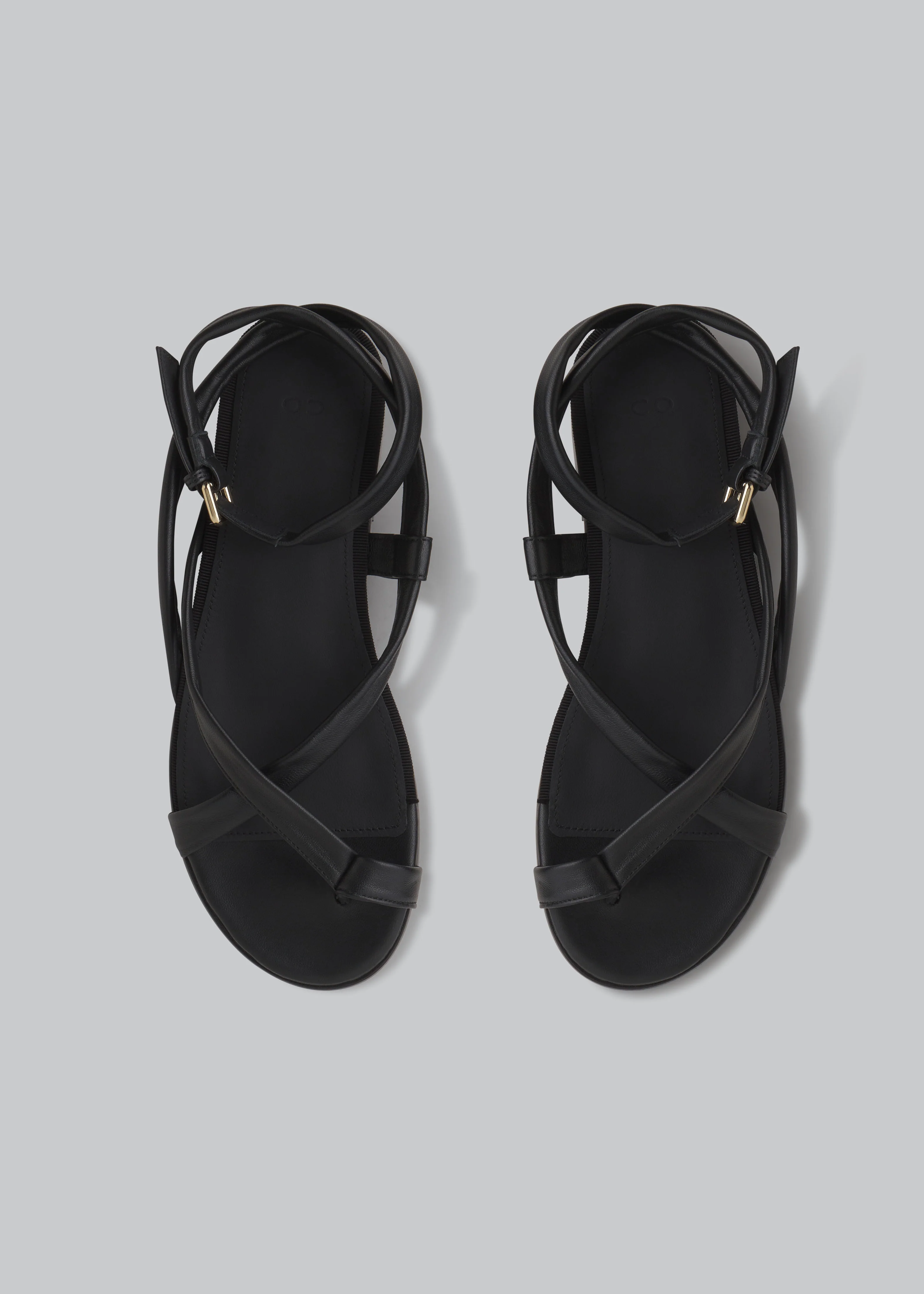 Stretch Leather Toe Strap Sandal in Black - Image 3