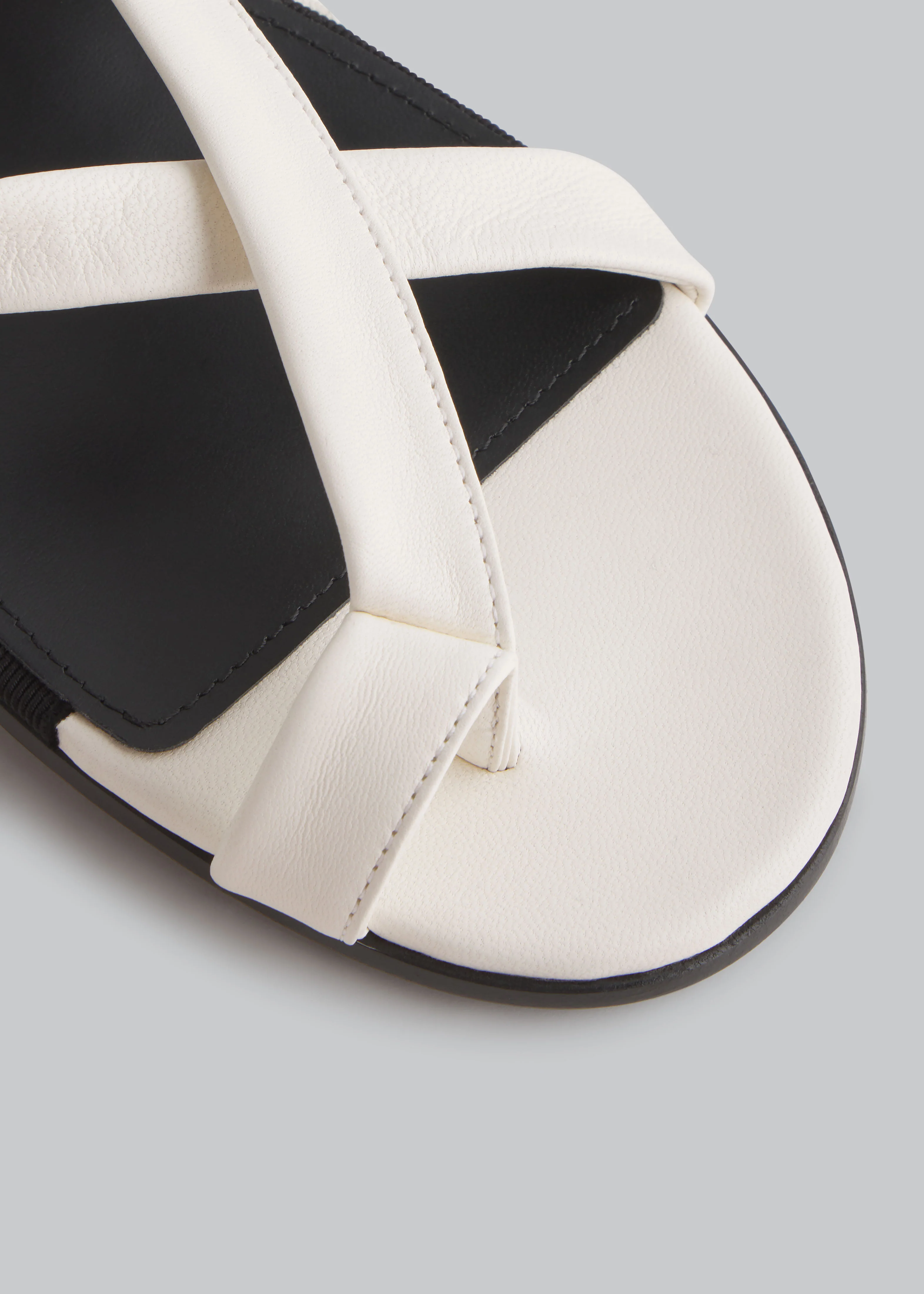 Stretch Leather Toe Strap Sandal in Ivory - Image 4