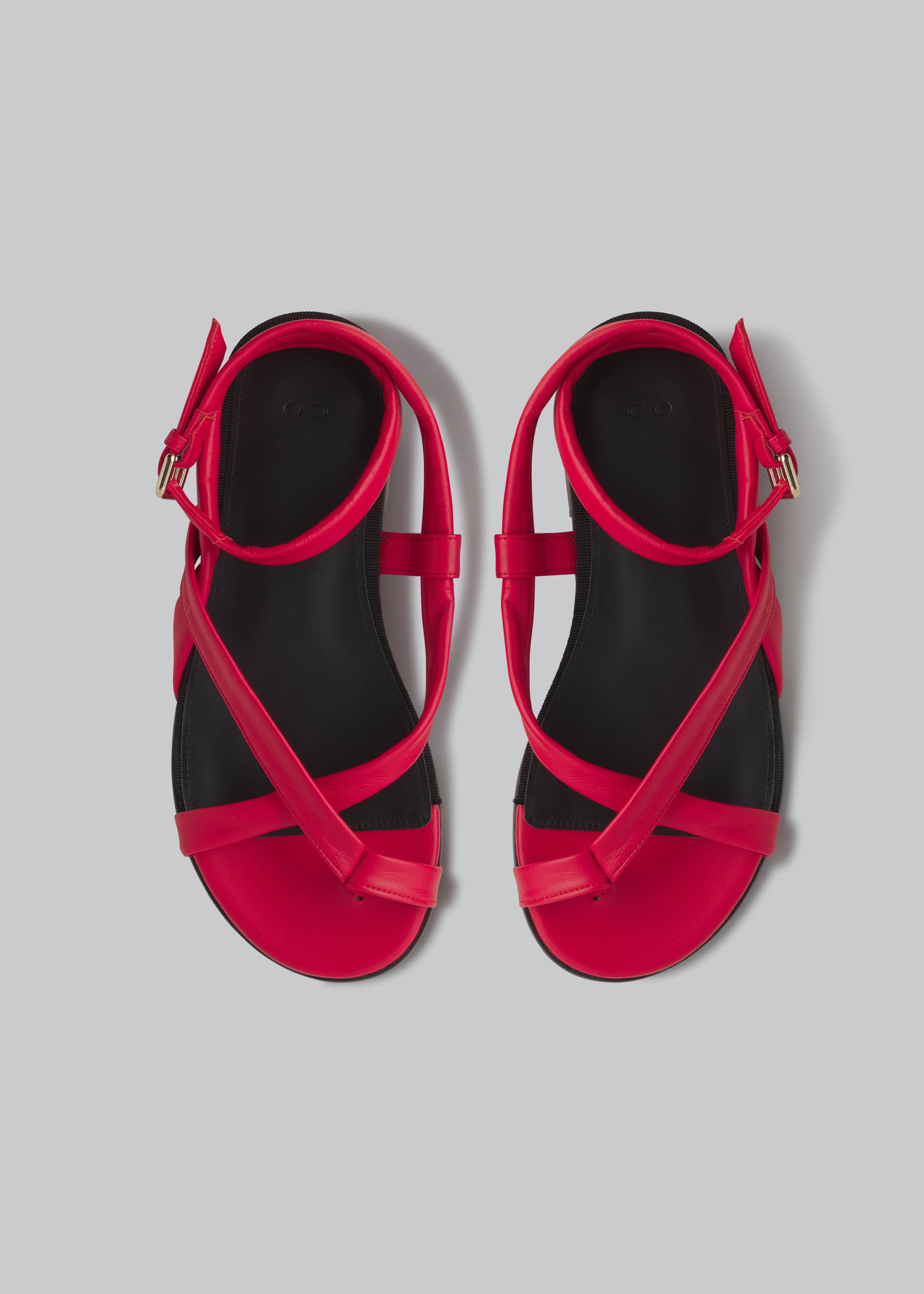 Stretch Leather Toe Strap Sandal in Red - Image 3