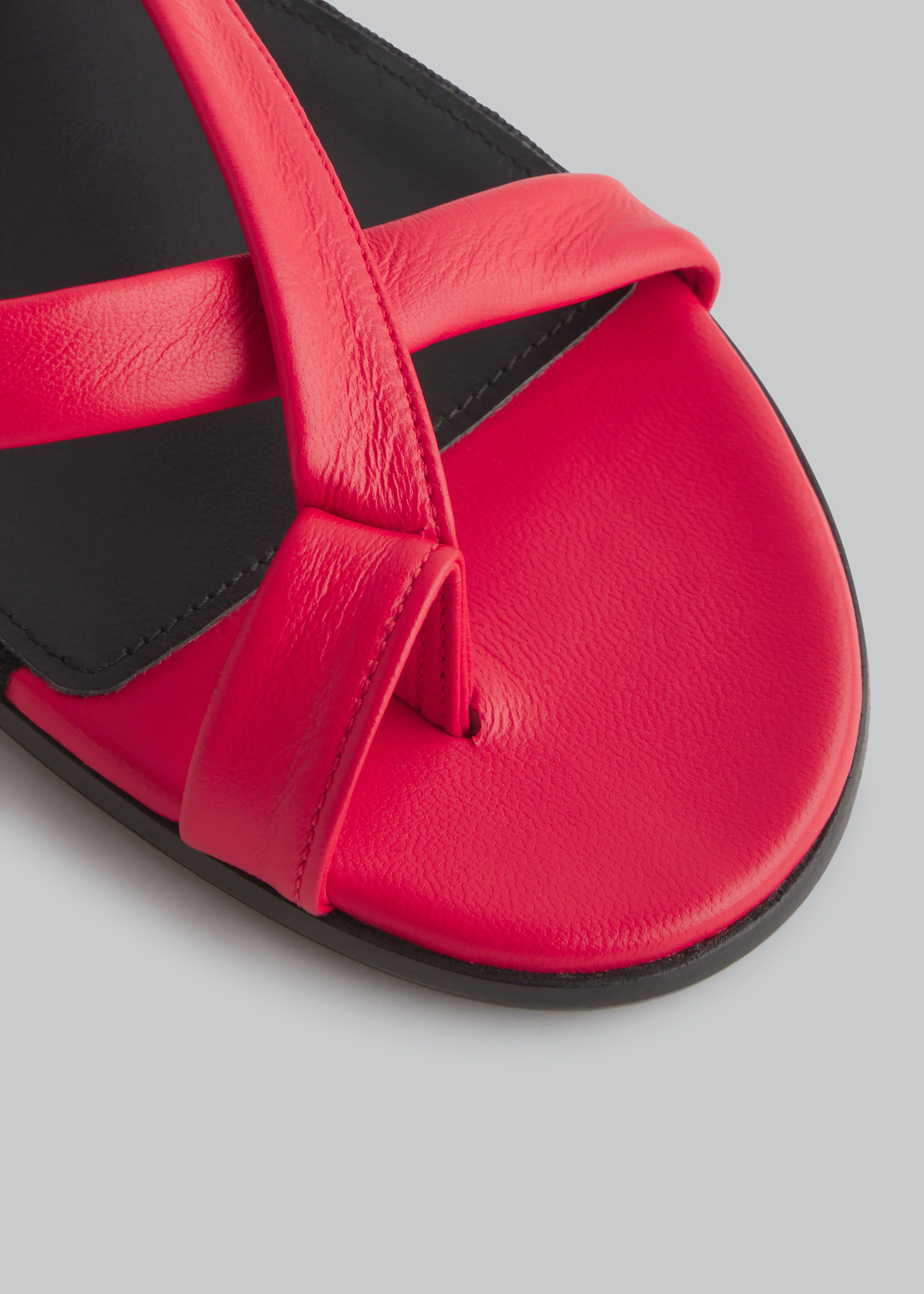 Stretch Leather Toe Strap Sandal in Red - Image 4