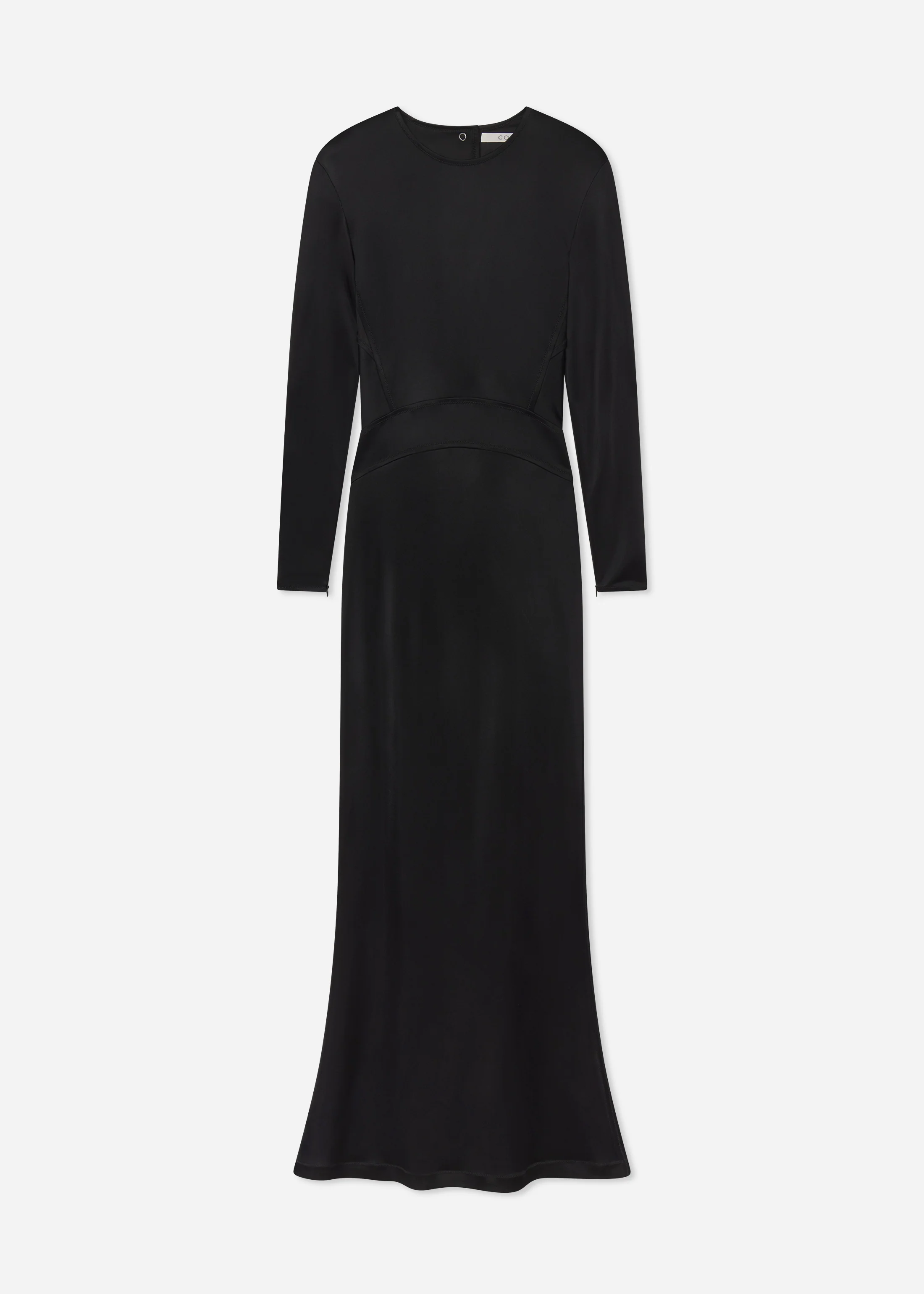 Backless Column Dress in Viscose Shine - Black - Image 5