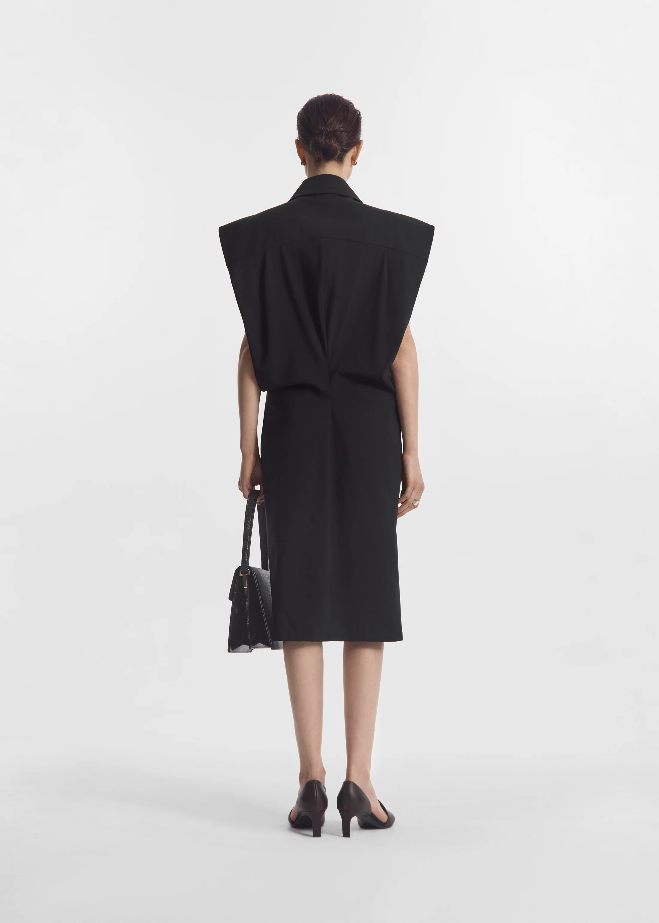 Banana Cut Shirt Dress - Black - Image 3