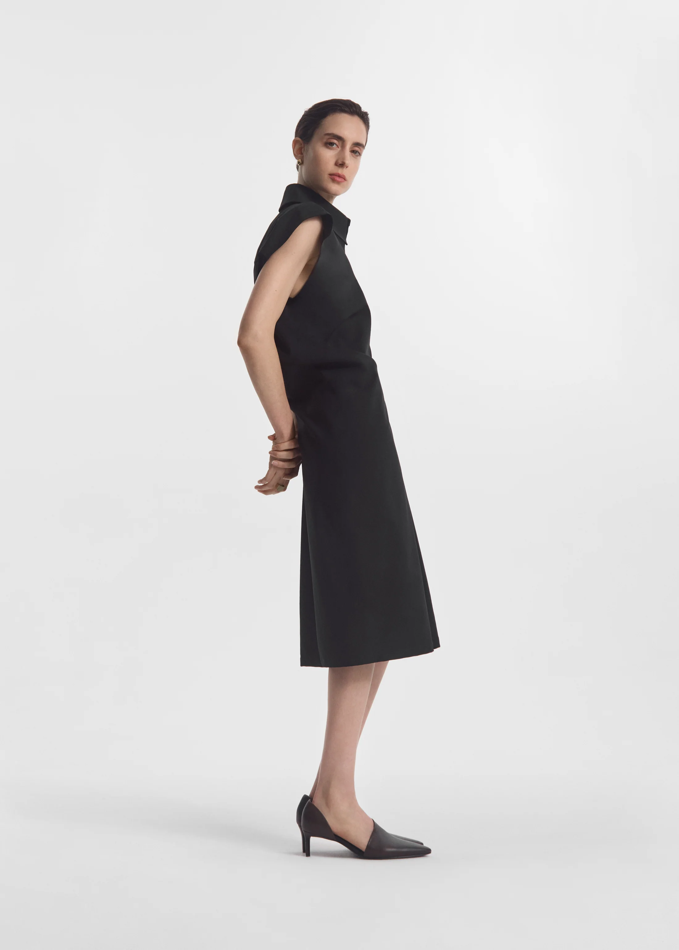 Banana Cut Shirt Dress - Black - Image 4