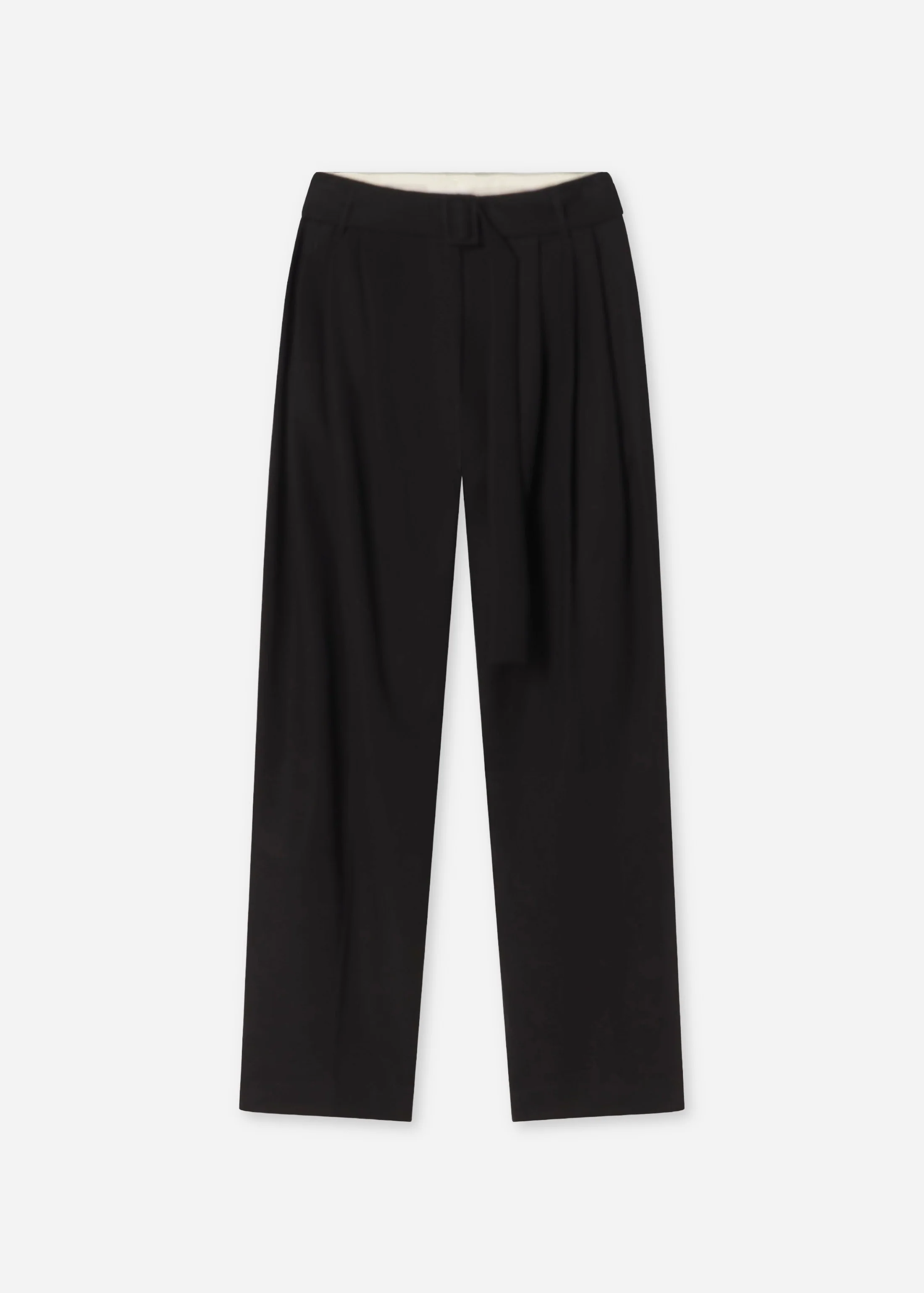 Belted Pleated Pant in Cotton - Black - Image 4