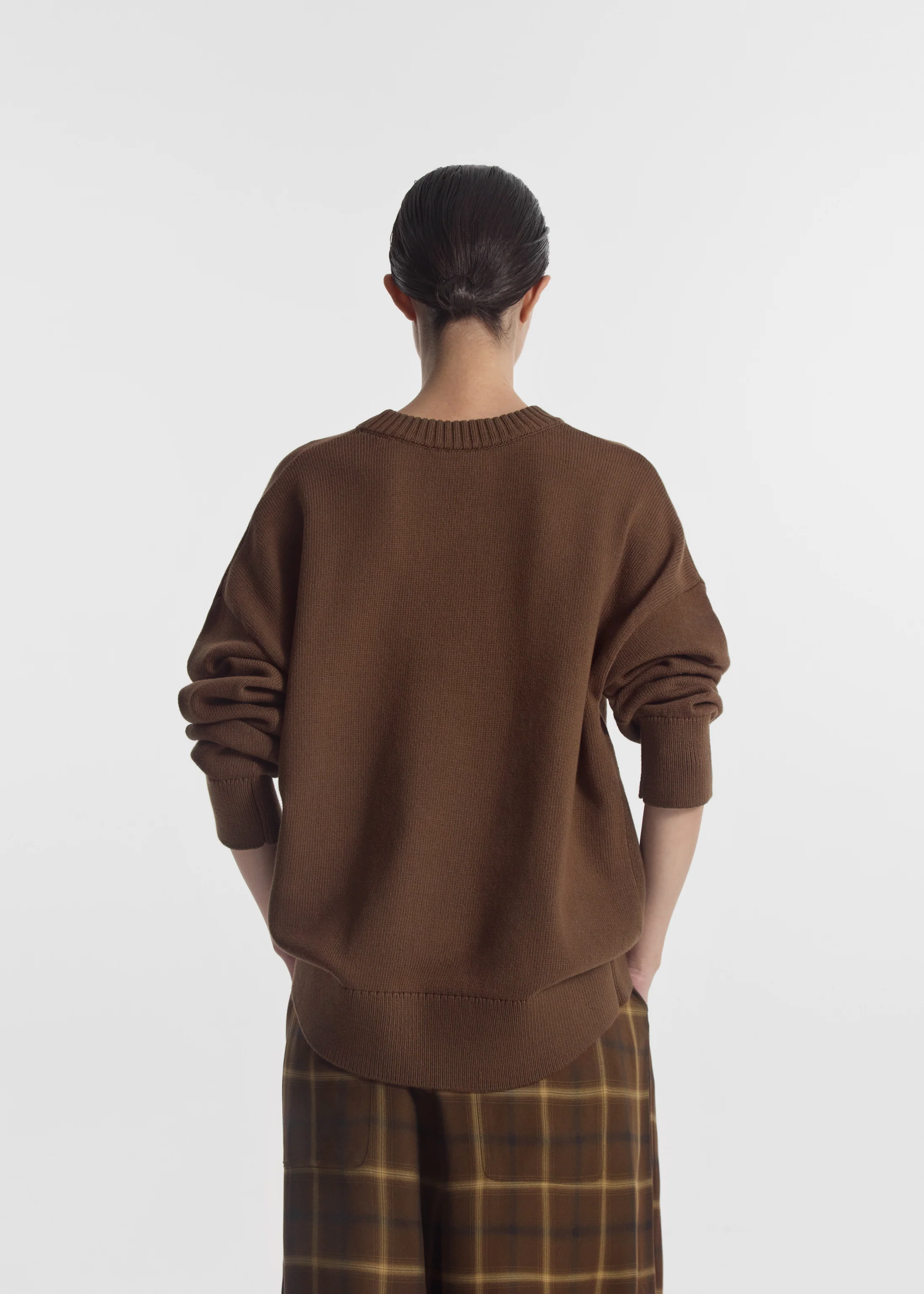 Boyfriend Crew Sweater in Cotton - Olive - Image 3