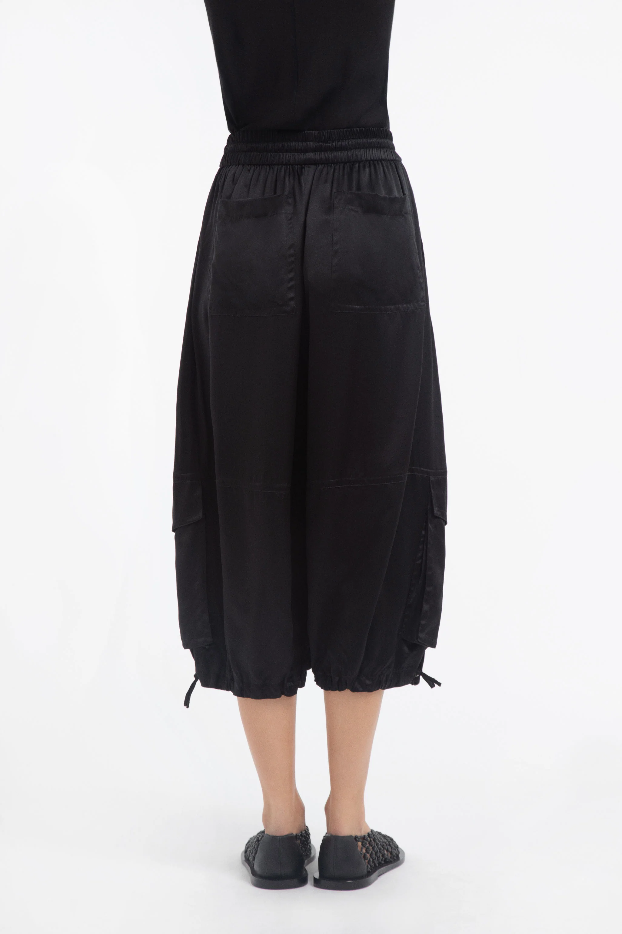 Braies Pant in Silk Charmeuse - Black - Image 3