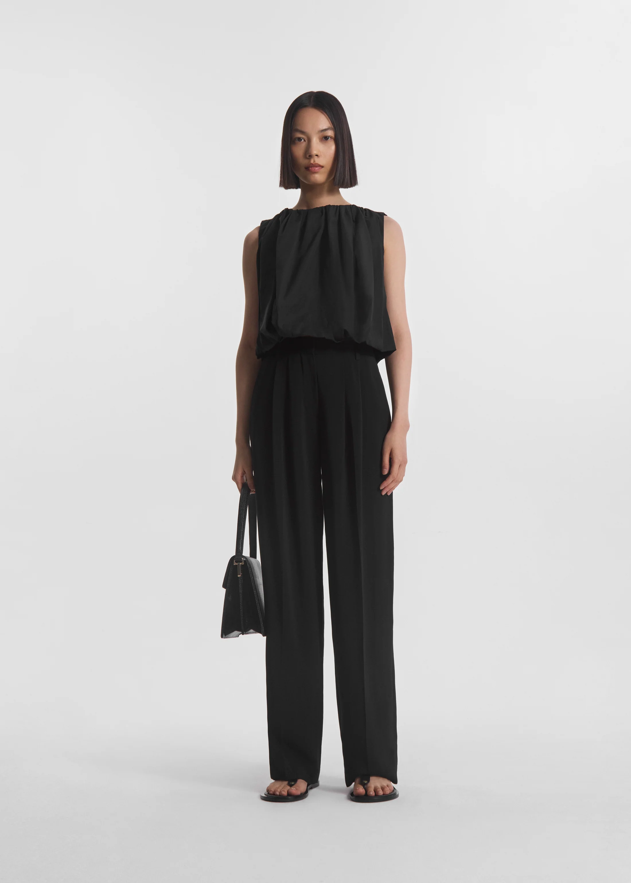 Bubble Top in Cotton Poplin - Black - Image 4