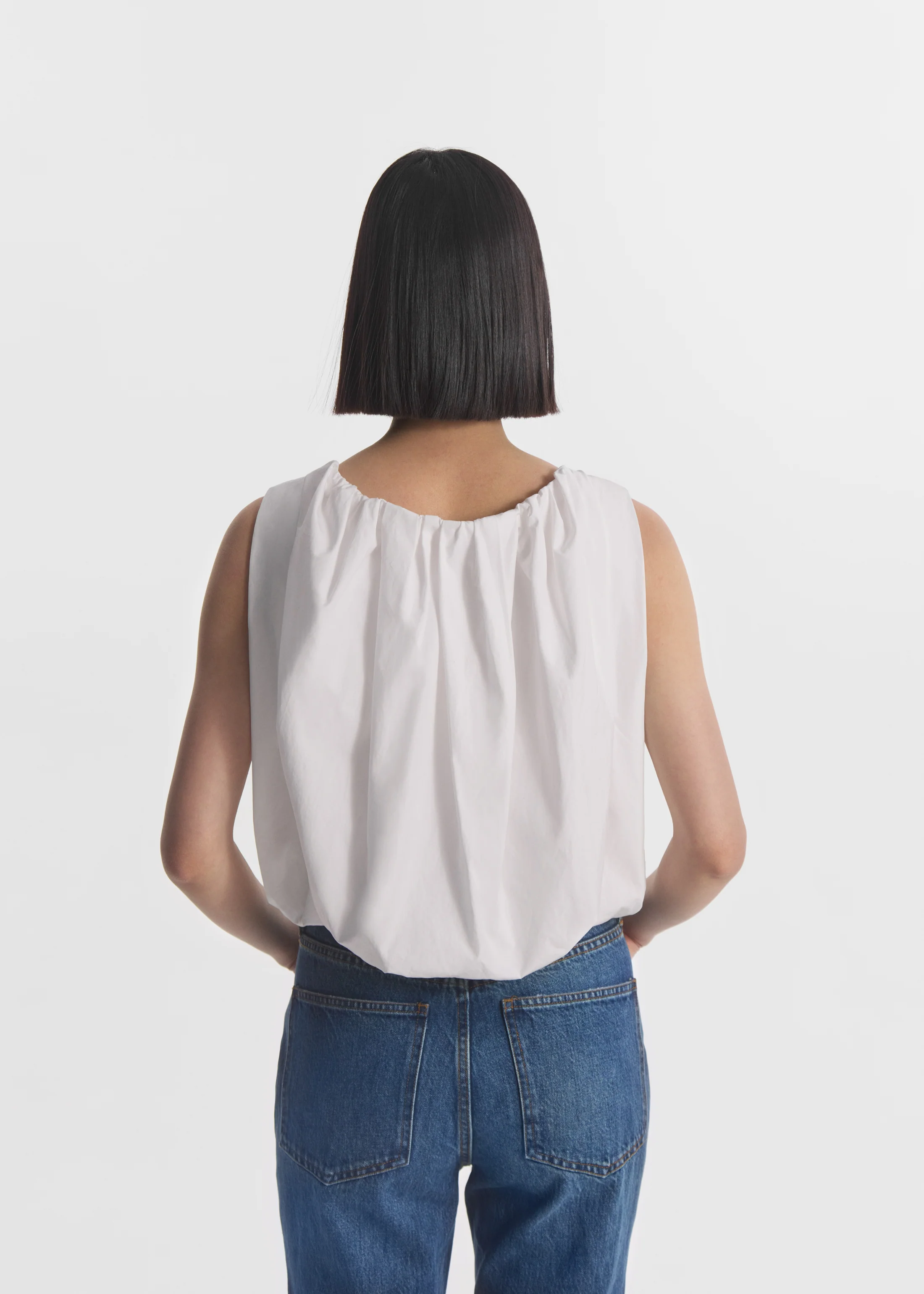 Bubble Top in Cotton Poplin - White - Image 3