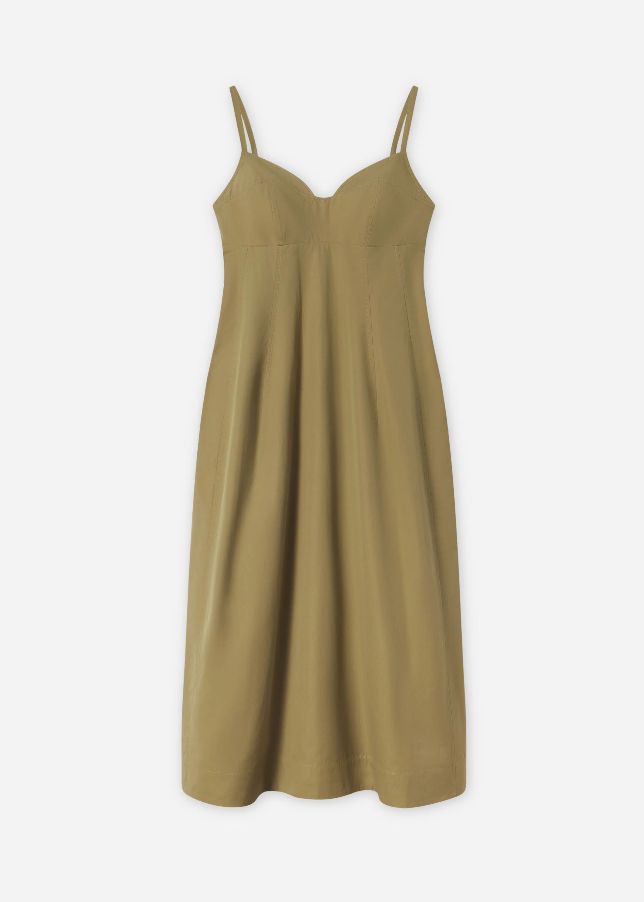 Bustier Midi Dress in Cotton Poplin - Aloe - Image 4