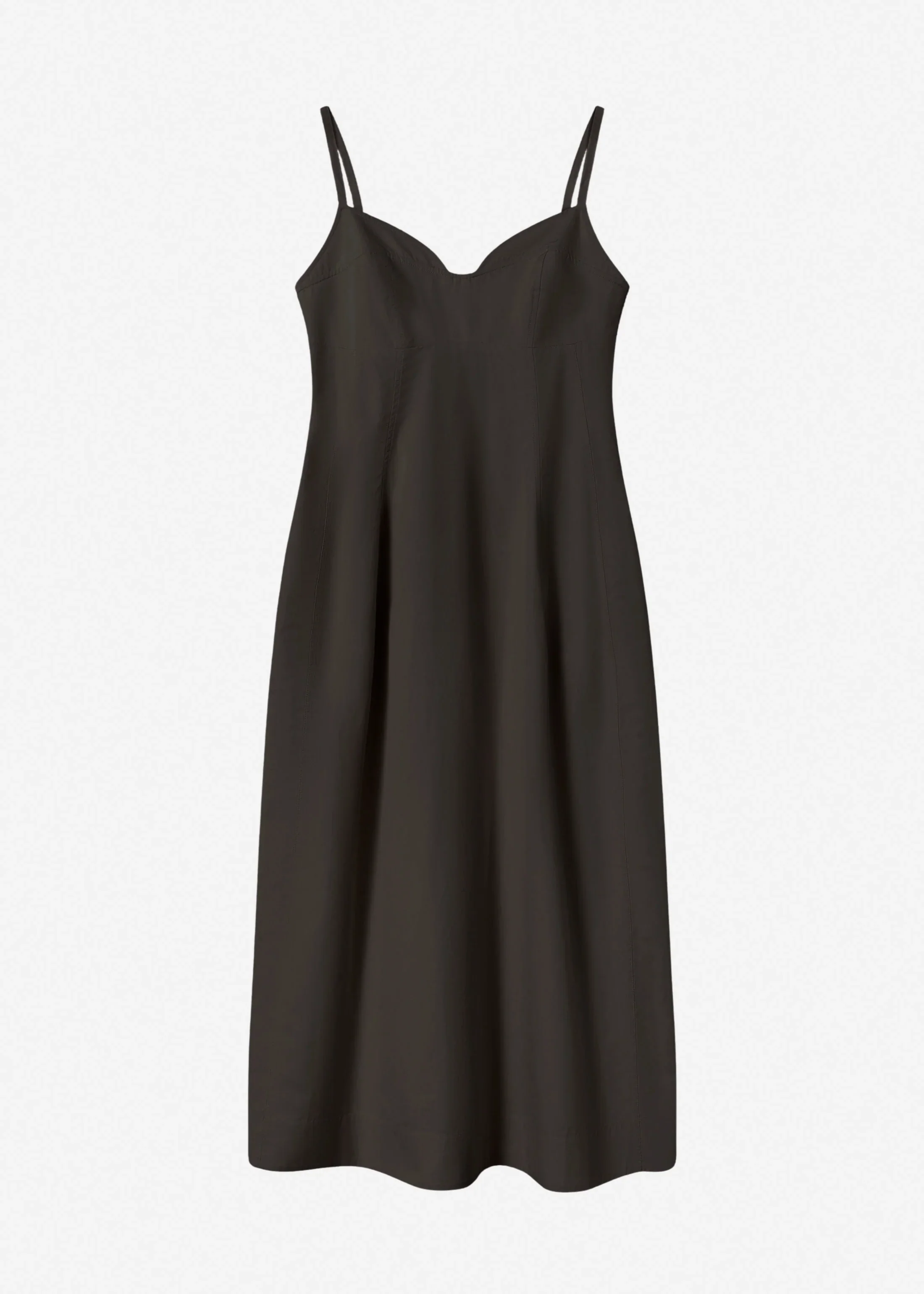 Bustier Midi Dress in Cotton Poplin - Black - Image 4