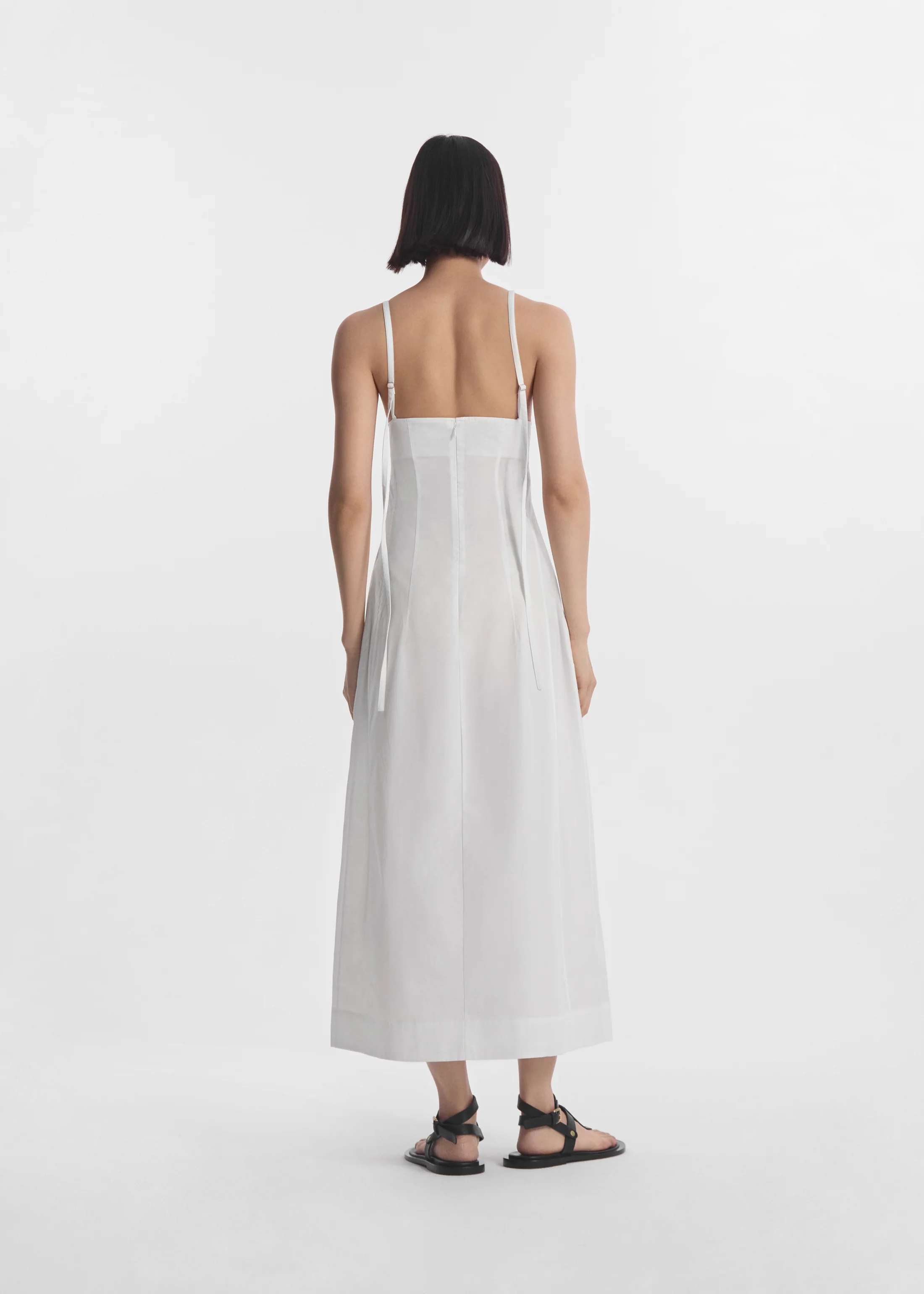 Bustier Midi Dress in Cotton Poplin - White - Image 3
