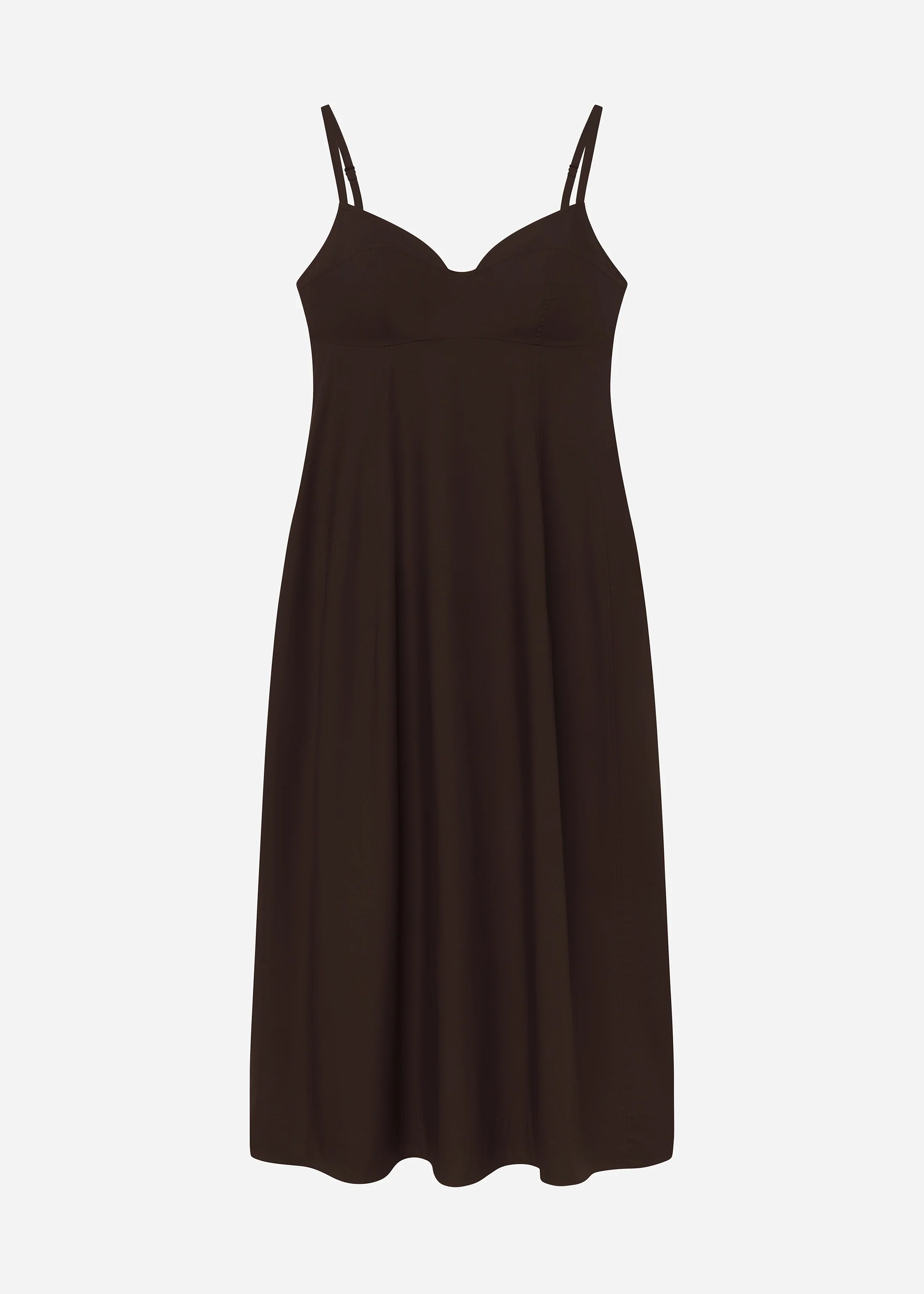 Bustier Midi Dress in Cotton Poplin - Chocolate - Image 4