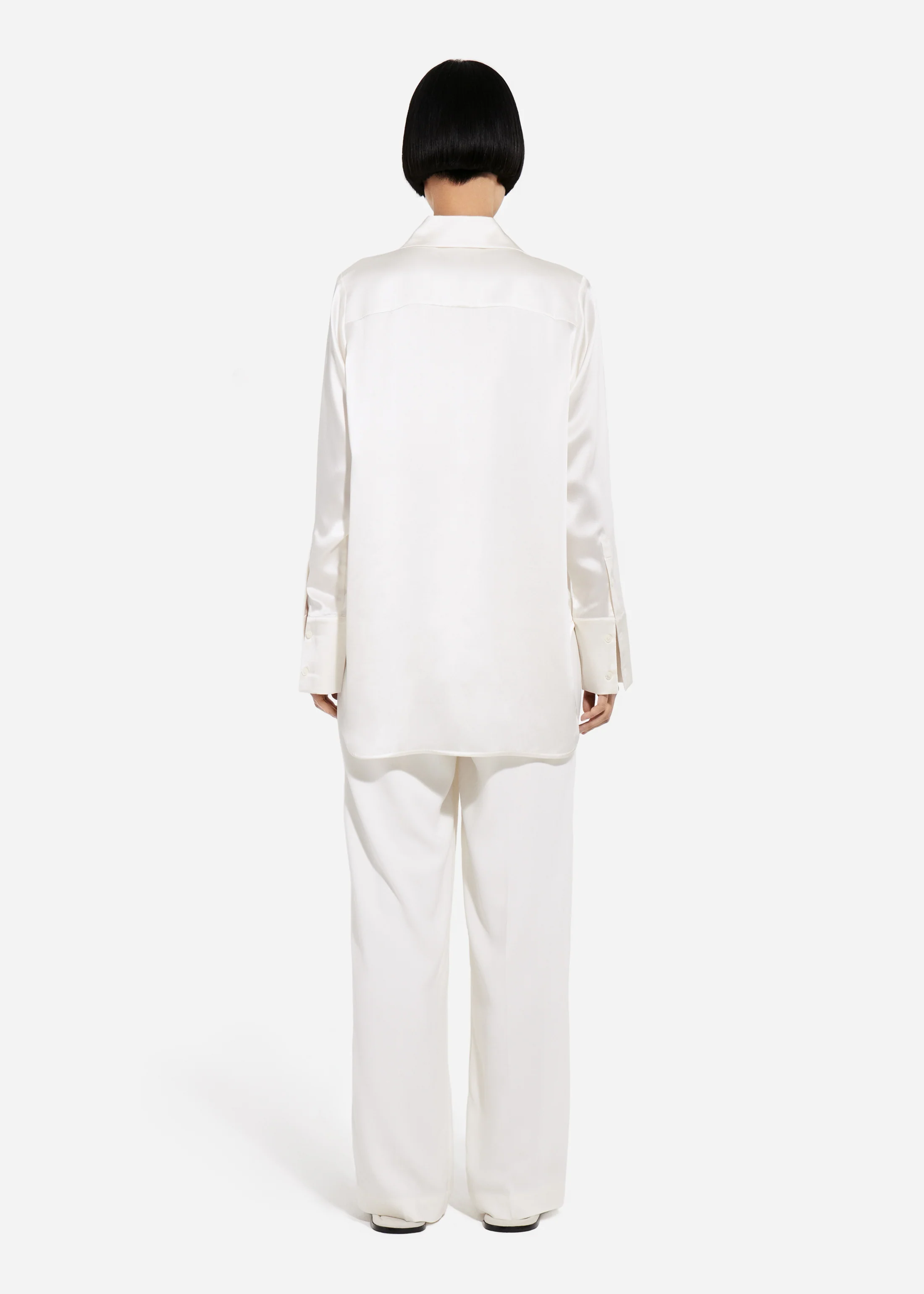 Button Down Shirt in Silk - Ivory - Image 3