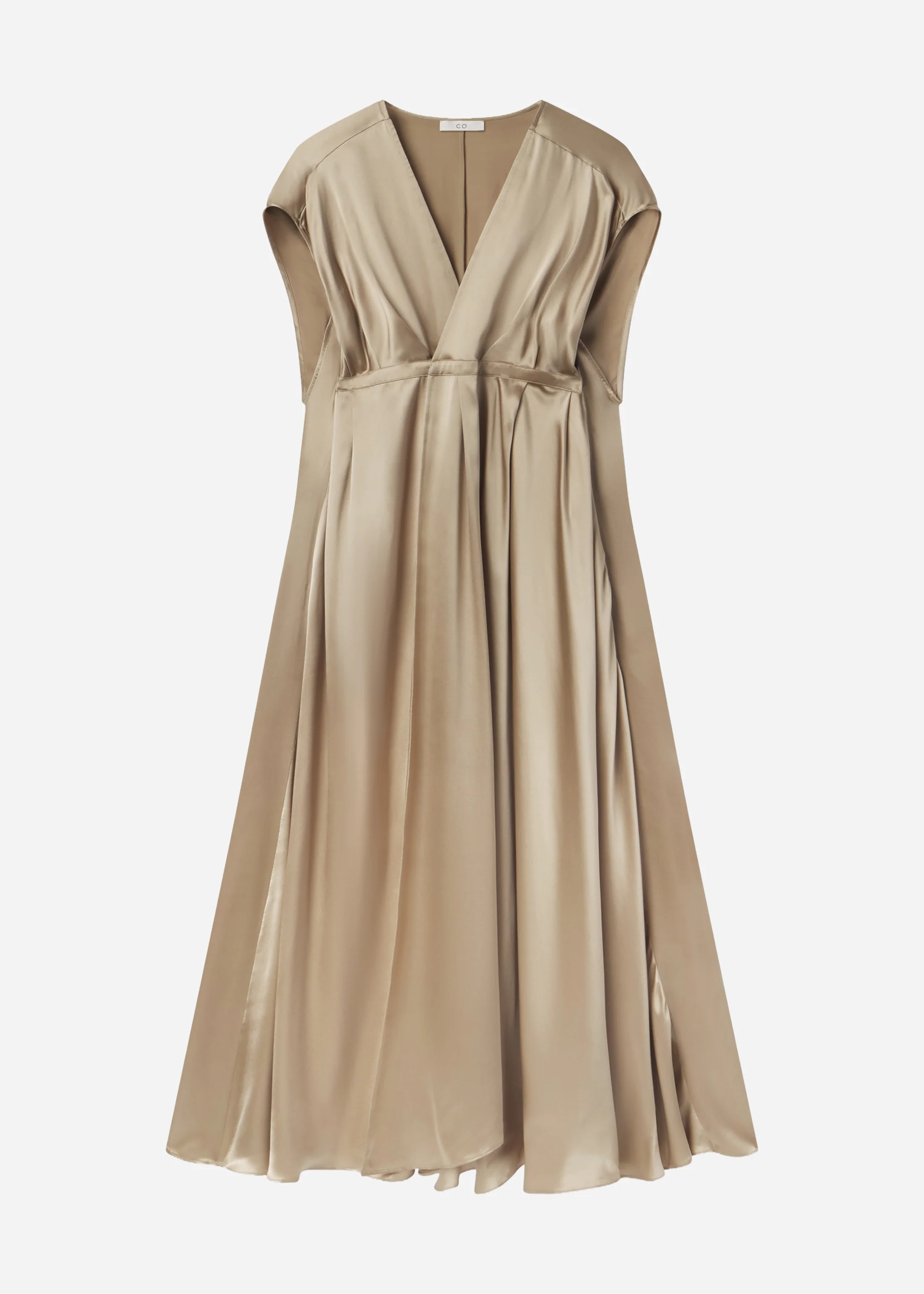Caped Back Dress in Silk Charmeuse - Sesame - Image 5
