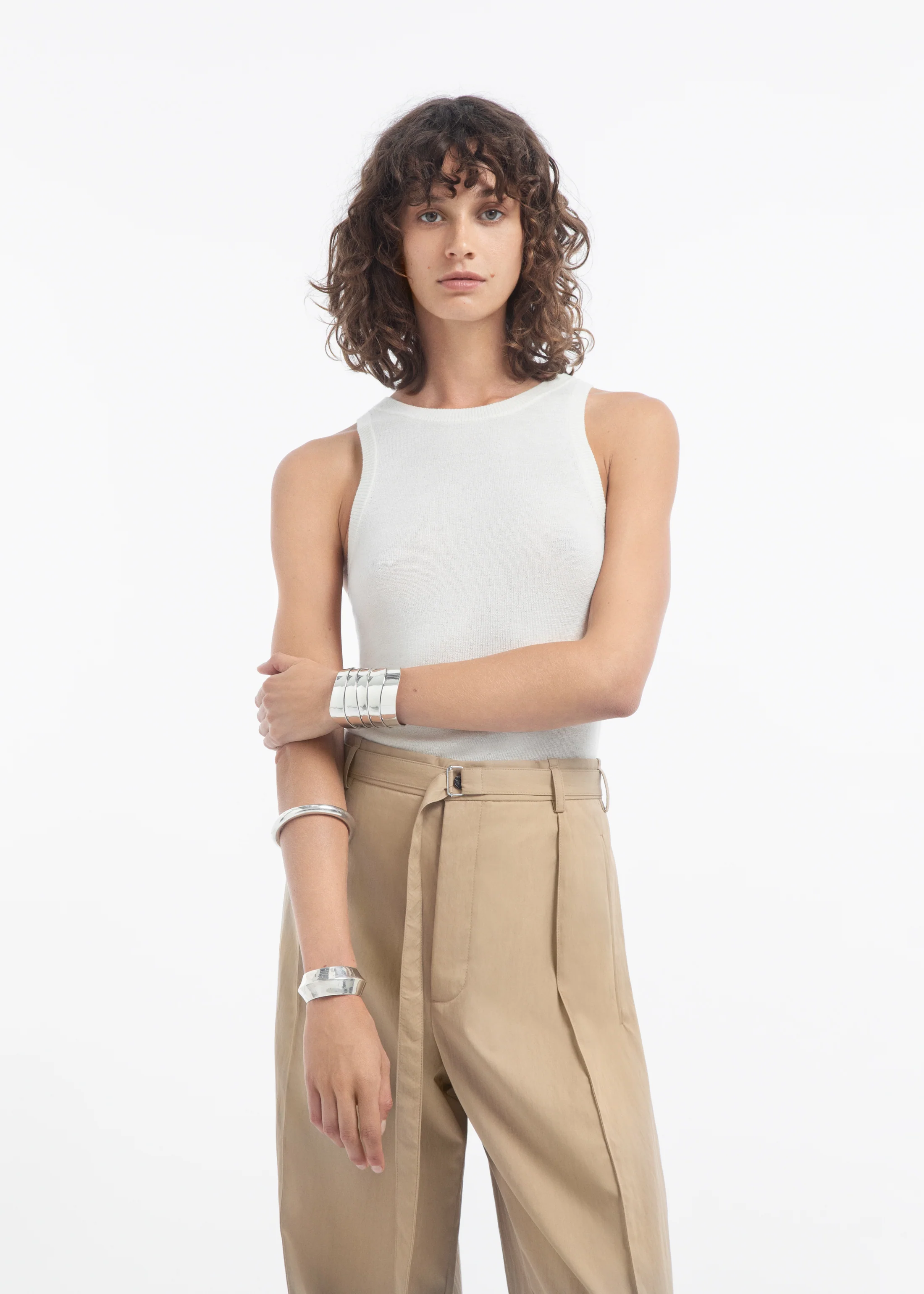 Tank Top in Fine Cashmere - Ivory - Image 3