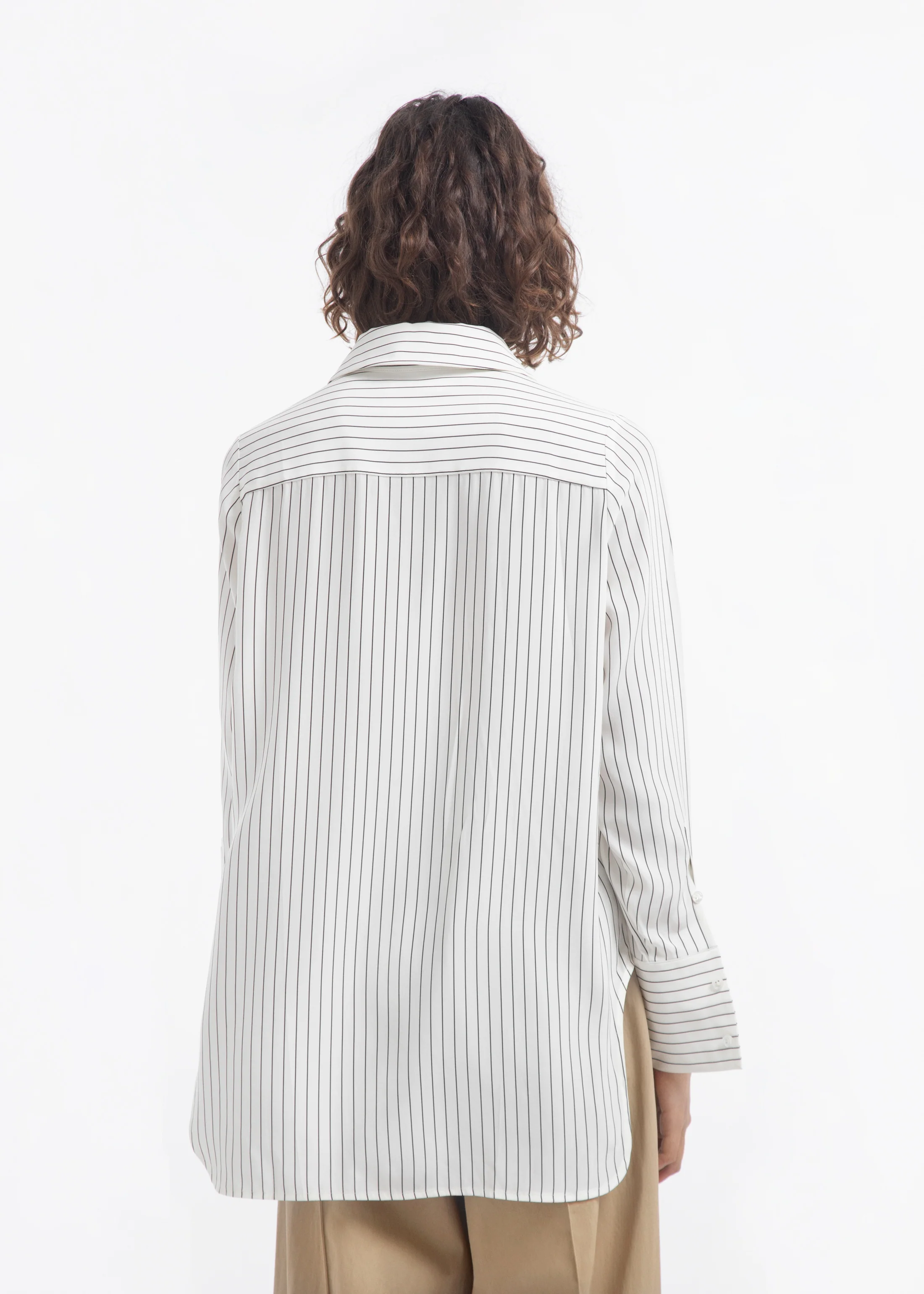 Button Down Shirt in Silk - Stripe - Image 3