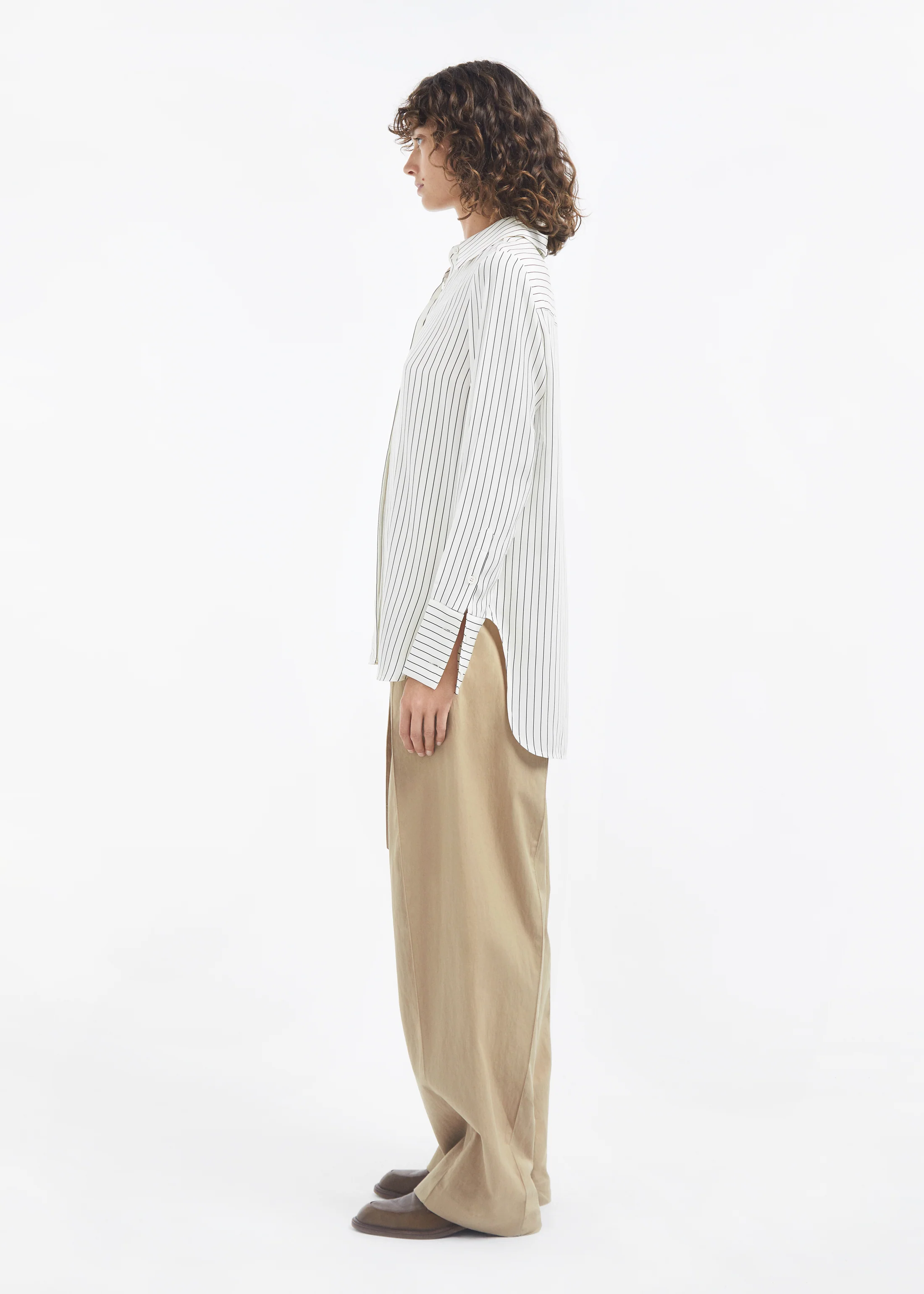 Button Down Shirt in Silk - Stripe - Image 6