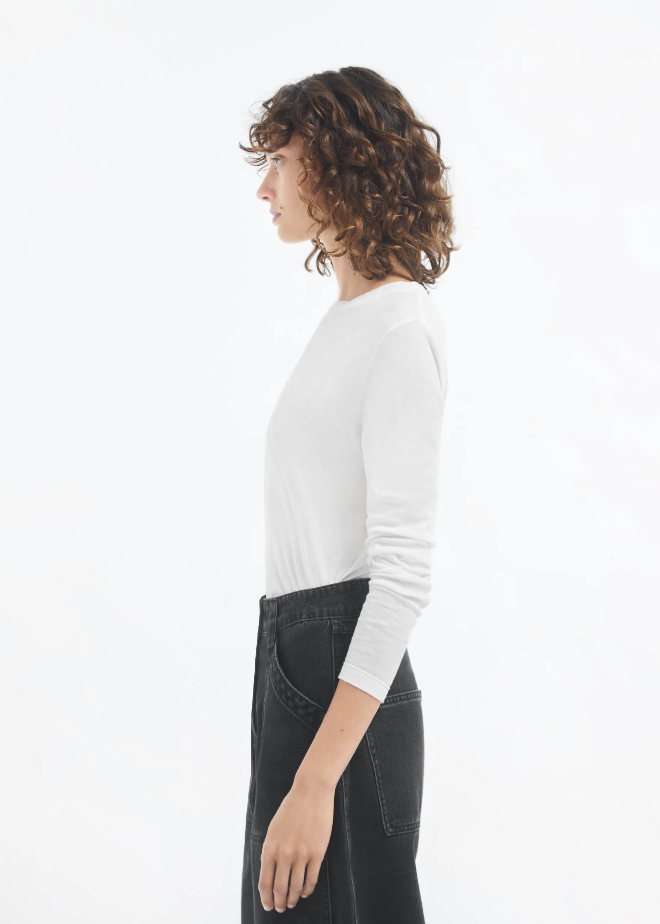 Crewneck Long Sleeve in Cotton Jersey - Ivory - Image 4