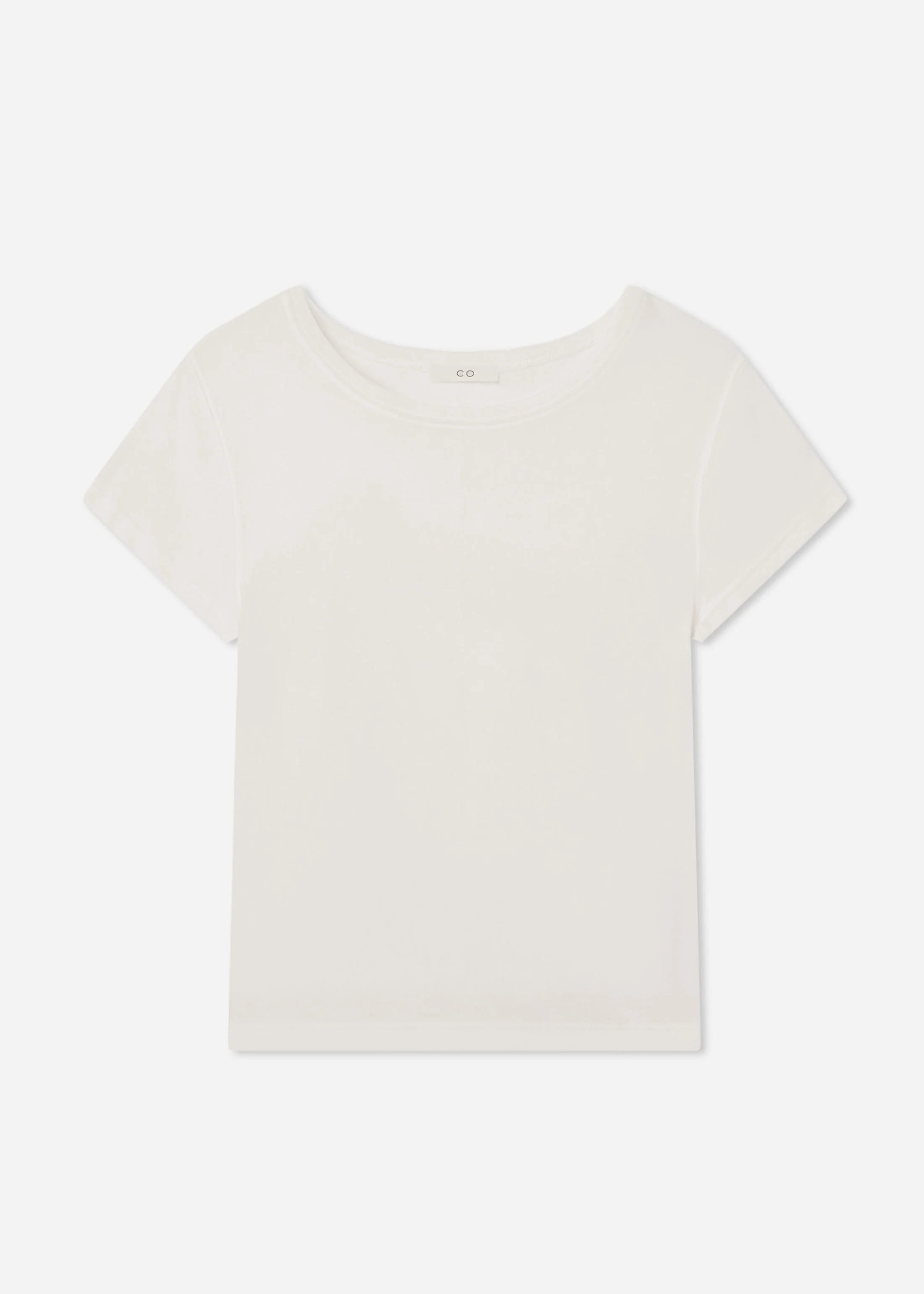 Crewneck Short Sleeve T-Shirt in Cotton Jersey - Ivory - Image 3