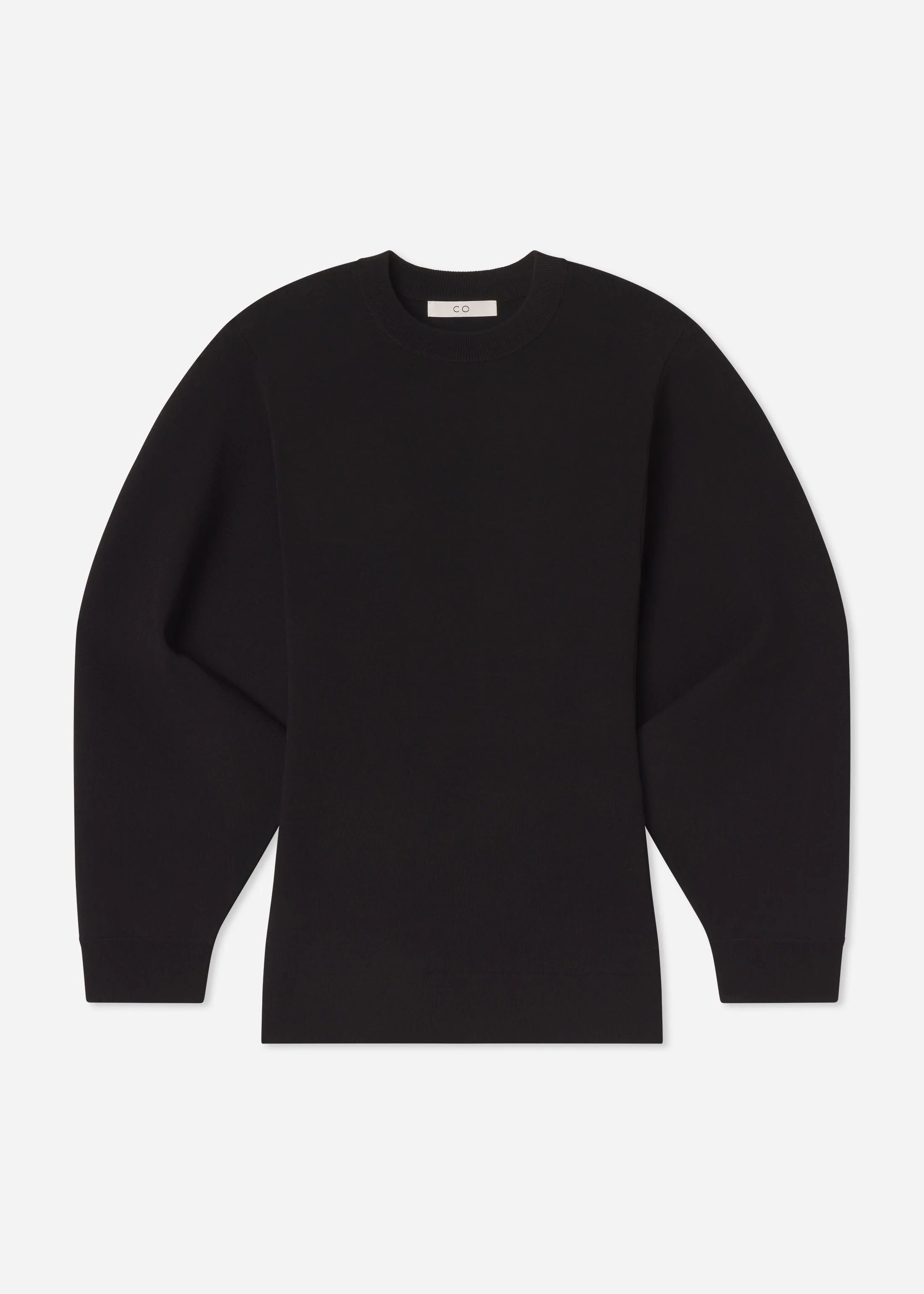 Crewneck Tunic Top in Stretch Knit - Black - Image 4