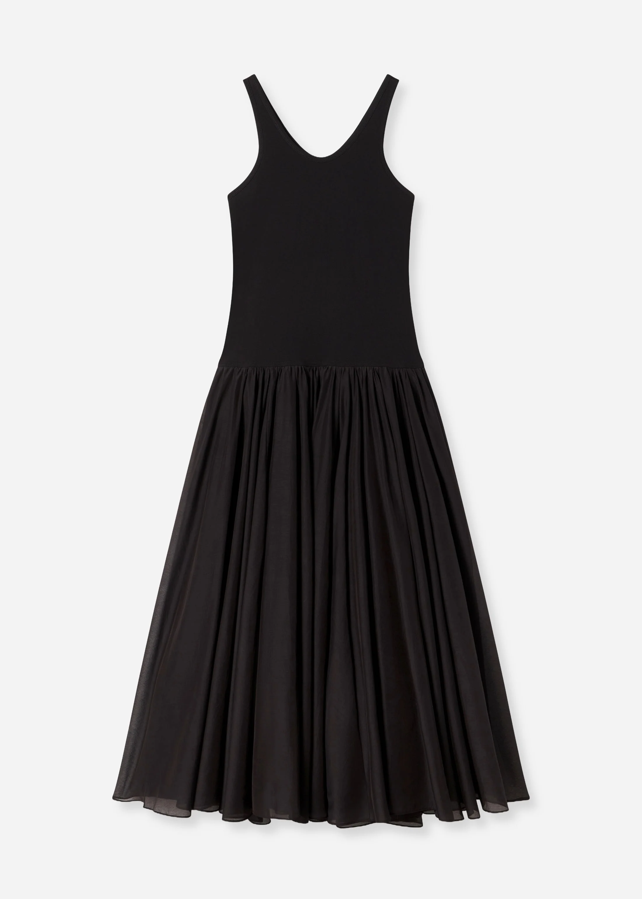 Crinoline Double Layer Dress in Cotton Silk Voile - Black - Image 5