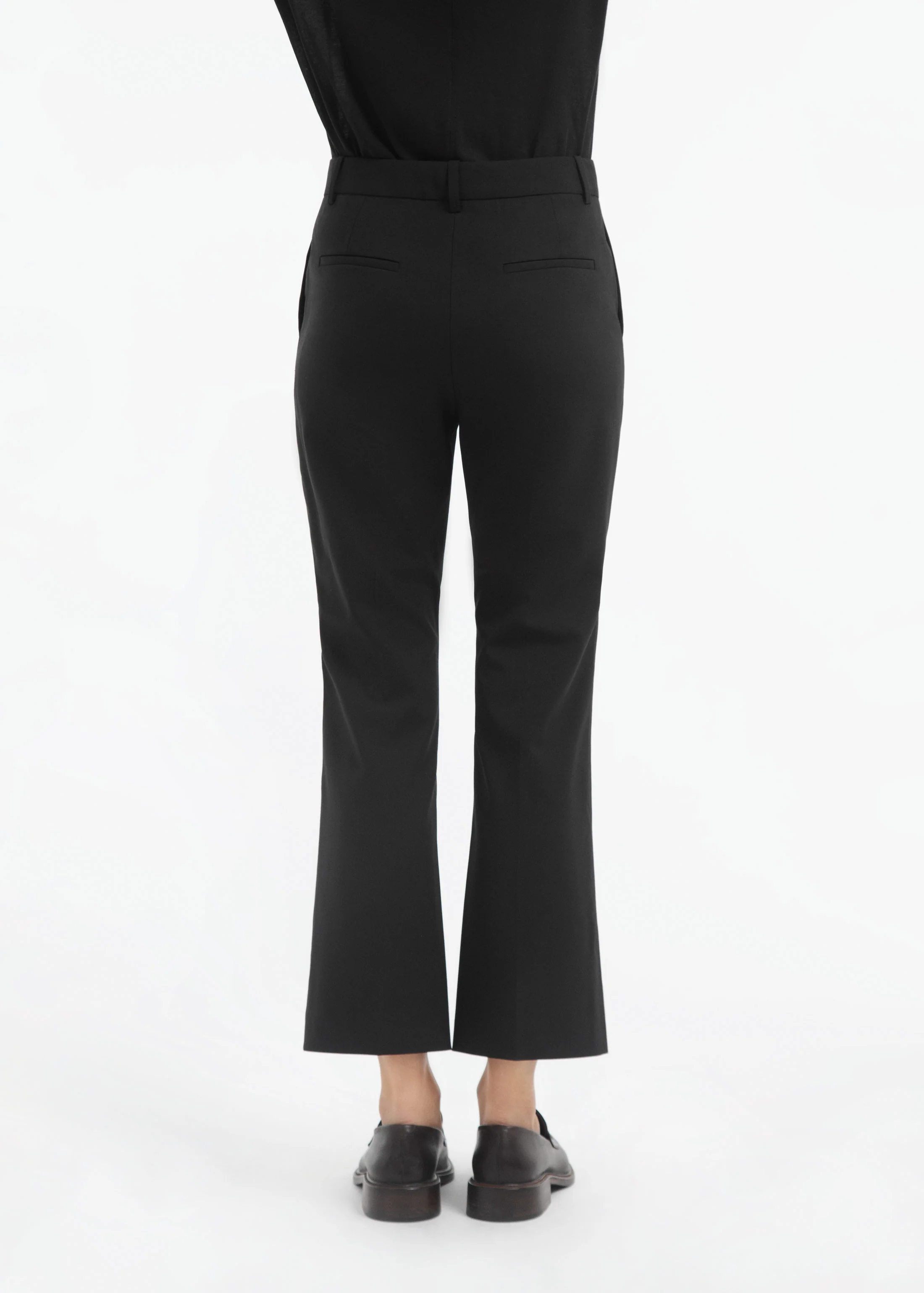 Cropped Cigarette Trouser in Virgin Wool - Black - Image 3