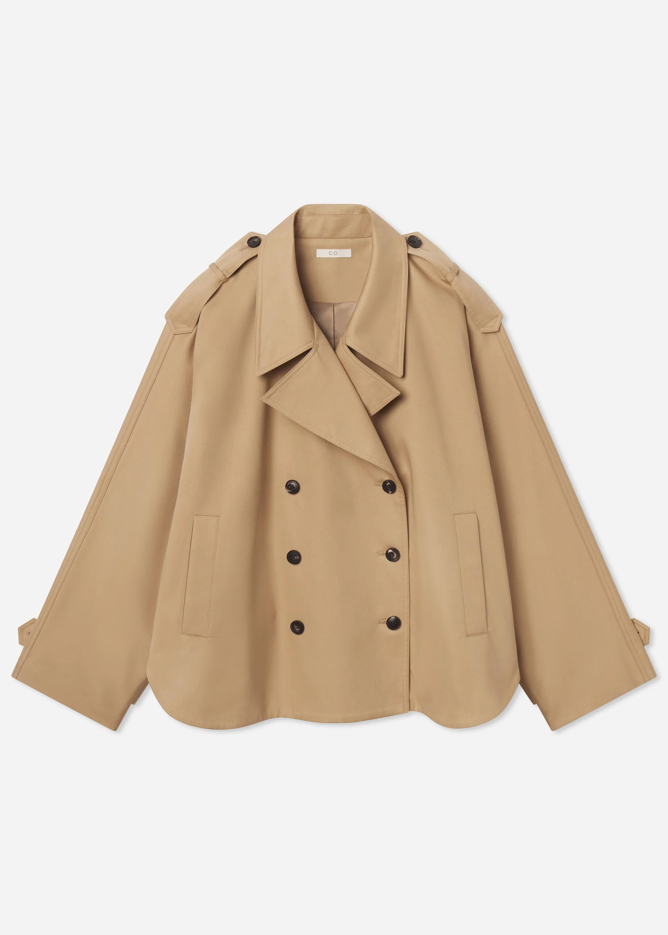 Dolman Cropped Trench in Cotton Twill - Camel - Image 4