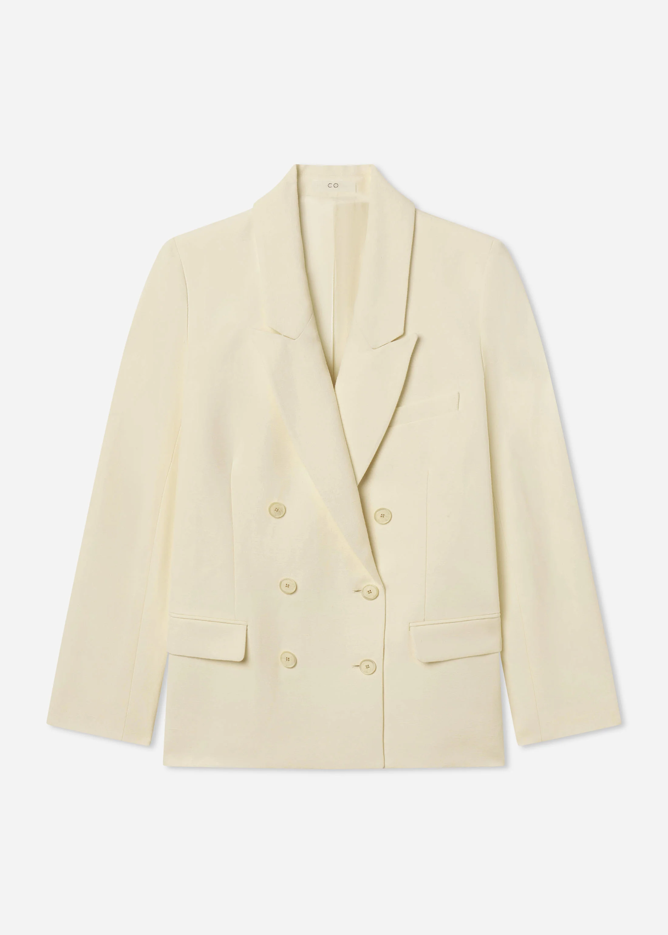 Double Breasted Blazer in Linen - Pearl - Image 5