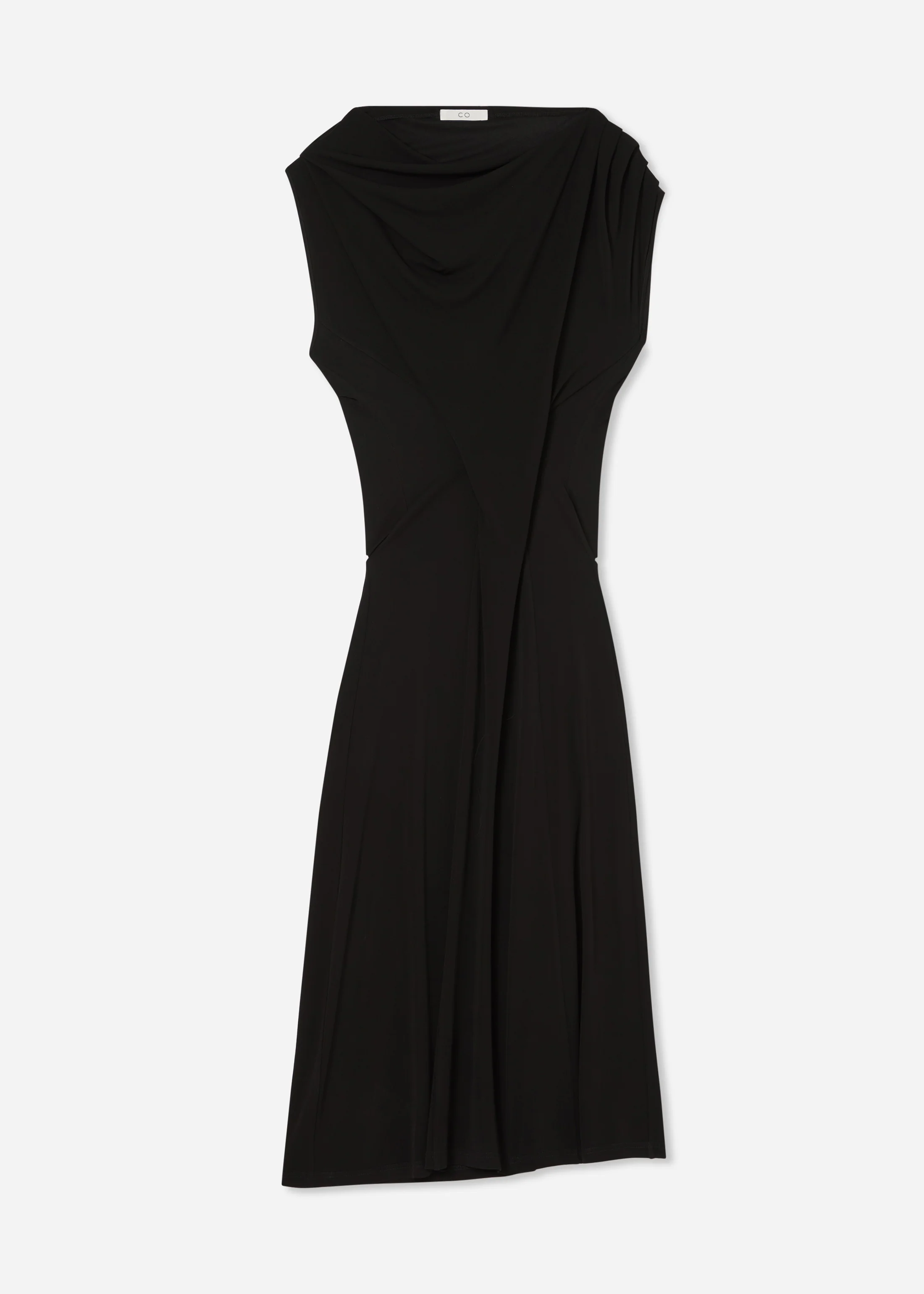 Draped Shoulder Dress in Jersey - Black - Image 5