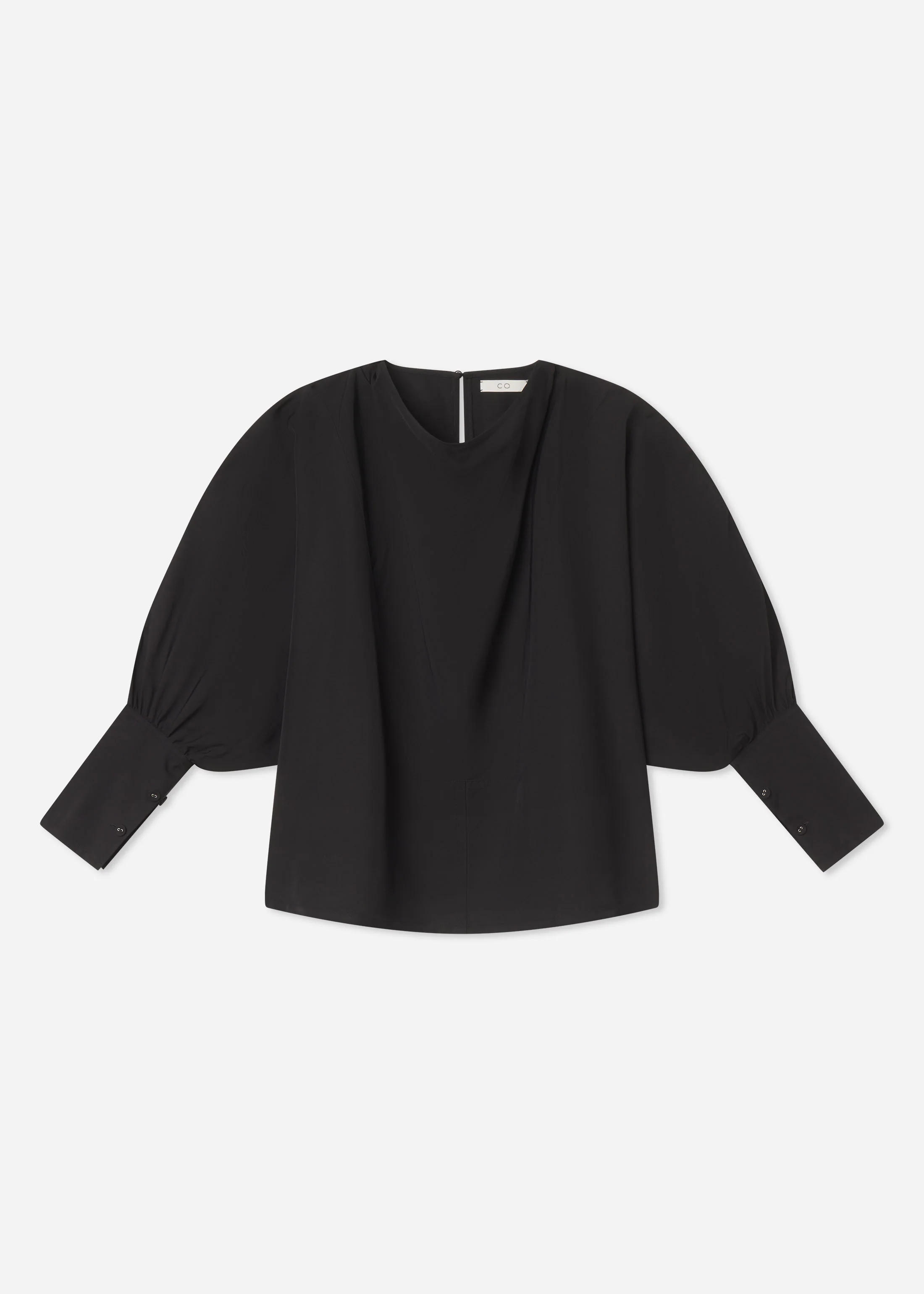 Draped Tunic Top in Viscose Silk - Black - Image 3