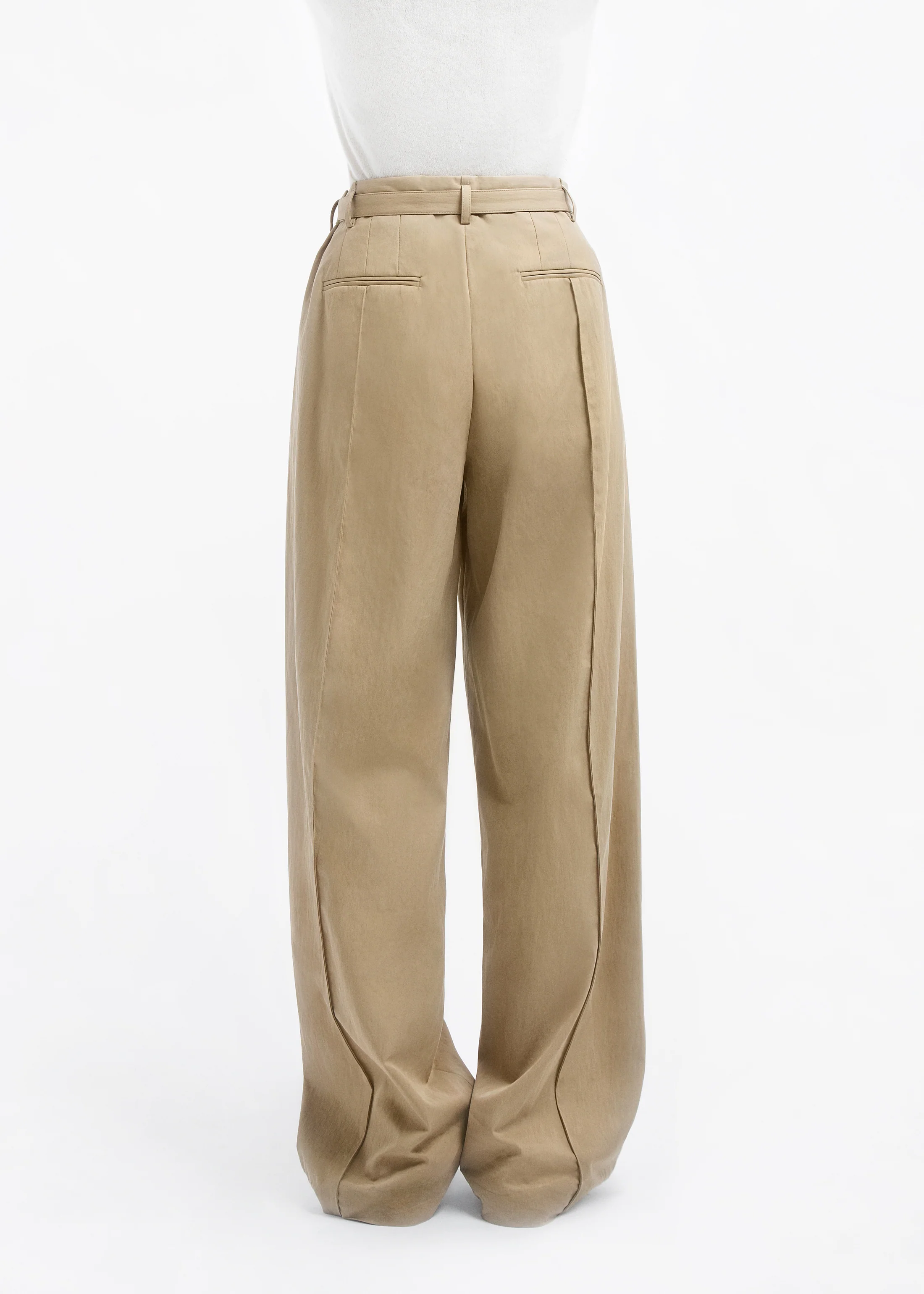 Drop Waisted Pant in Cotton Twill - Camel - Image 4