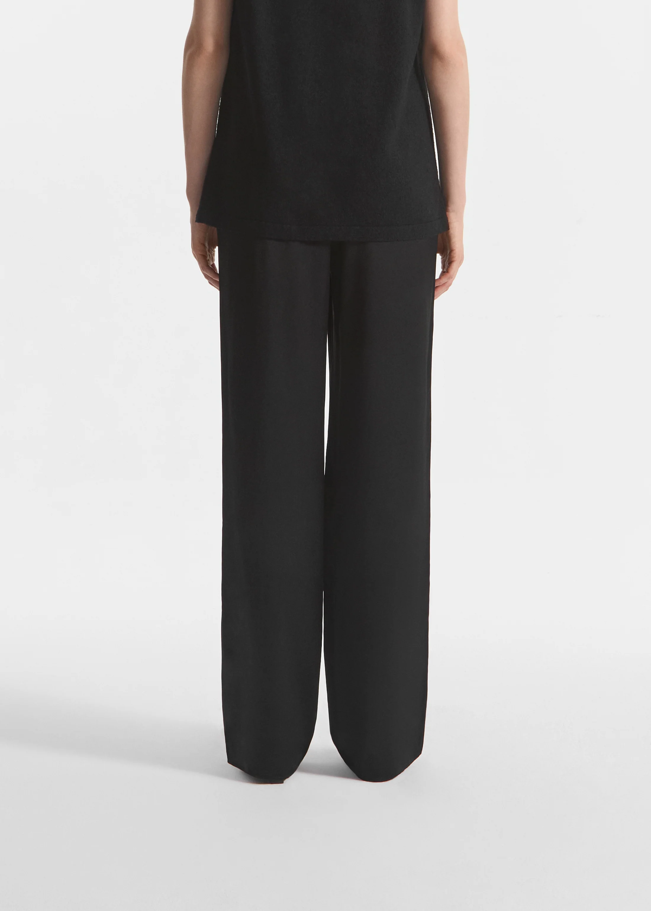 Elastic Waist Pant in Silk - Black - Image 4