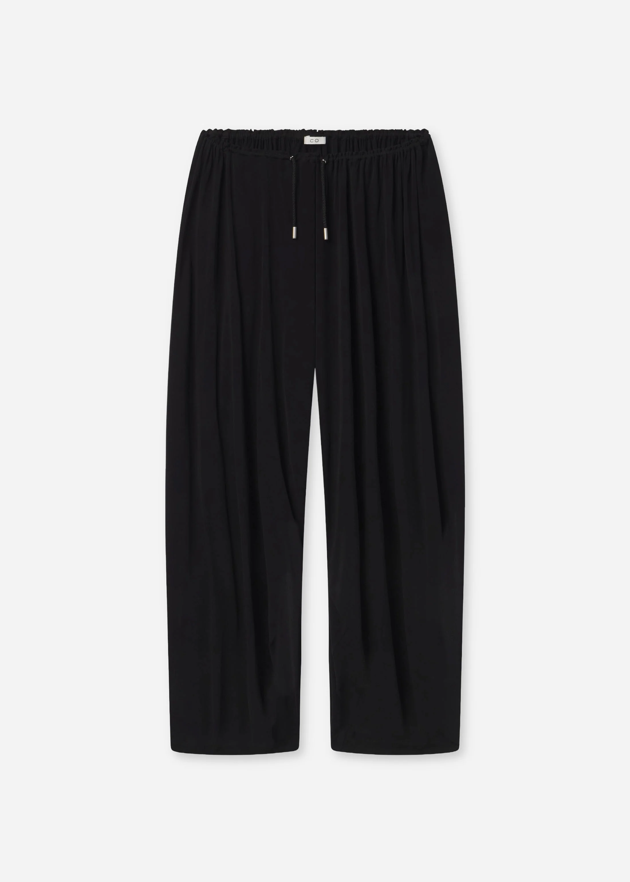 Elasticated Waist Gathered Pant in Viscose - Black - Image 5