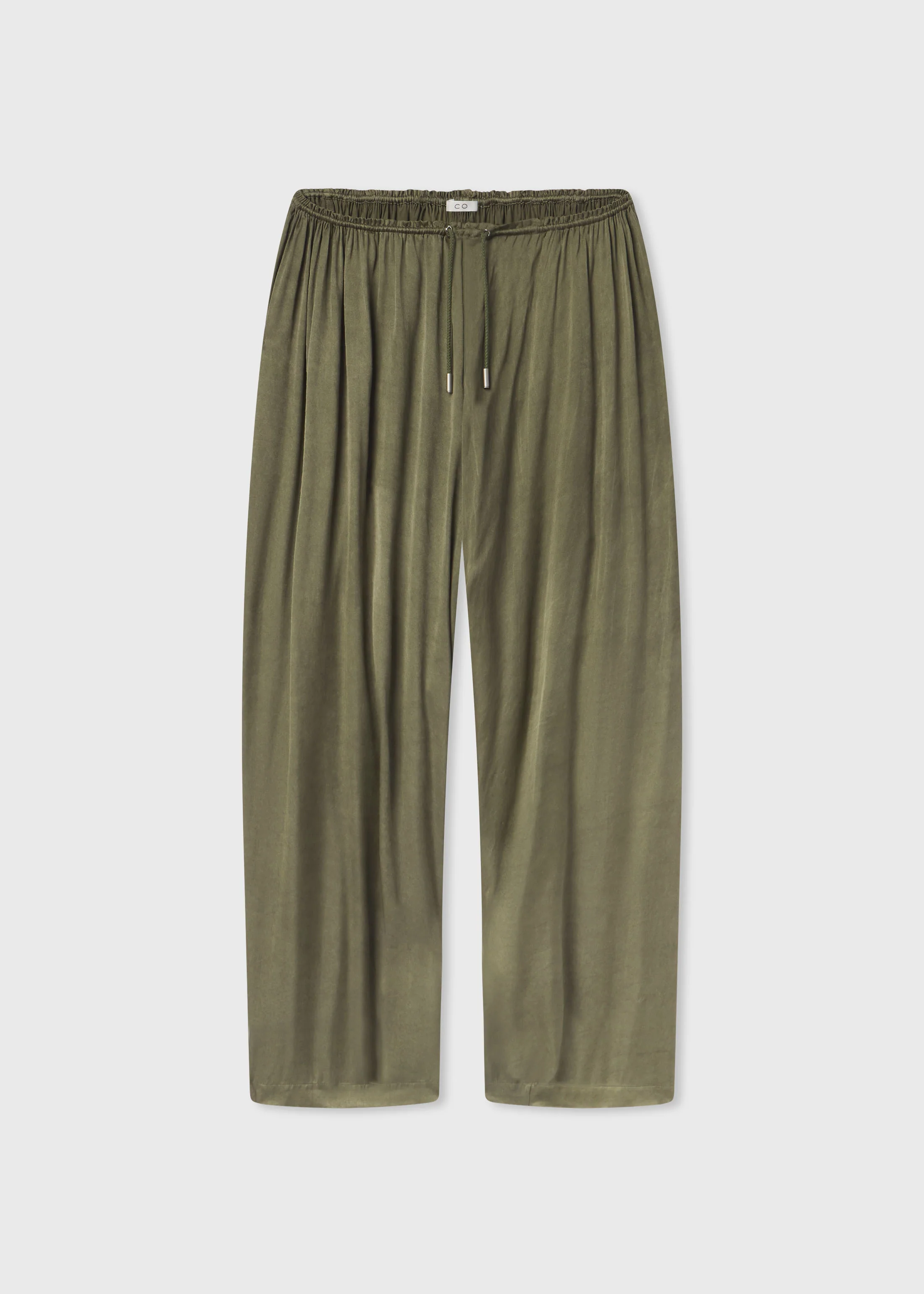 Elasticated Waist Gathered Pant in Viscose - Jade - Image 4