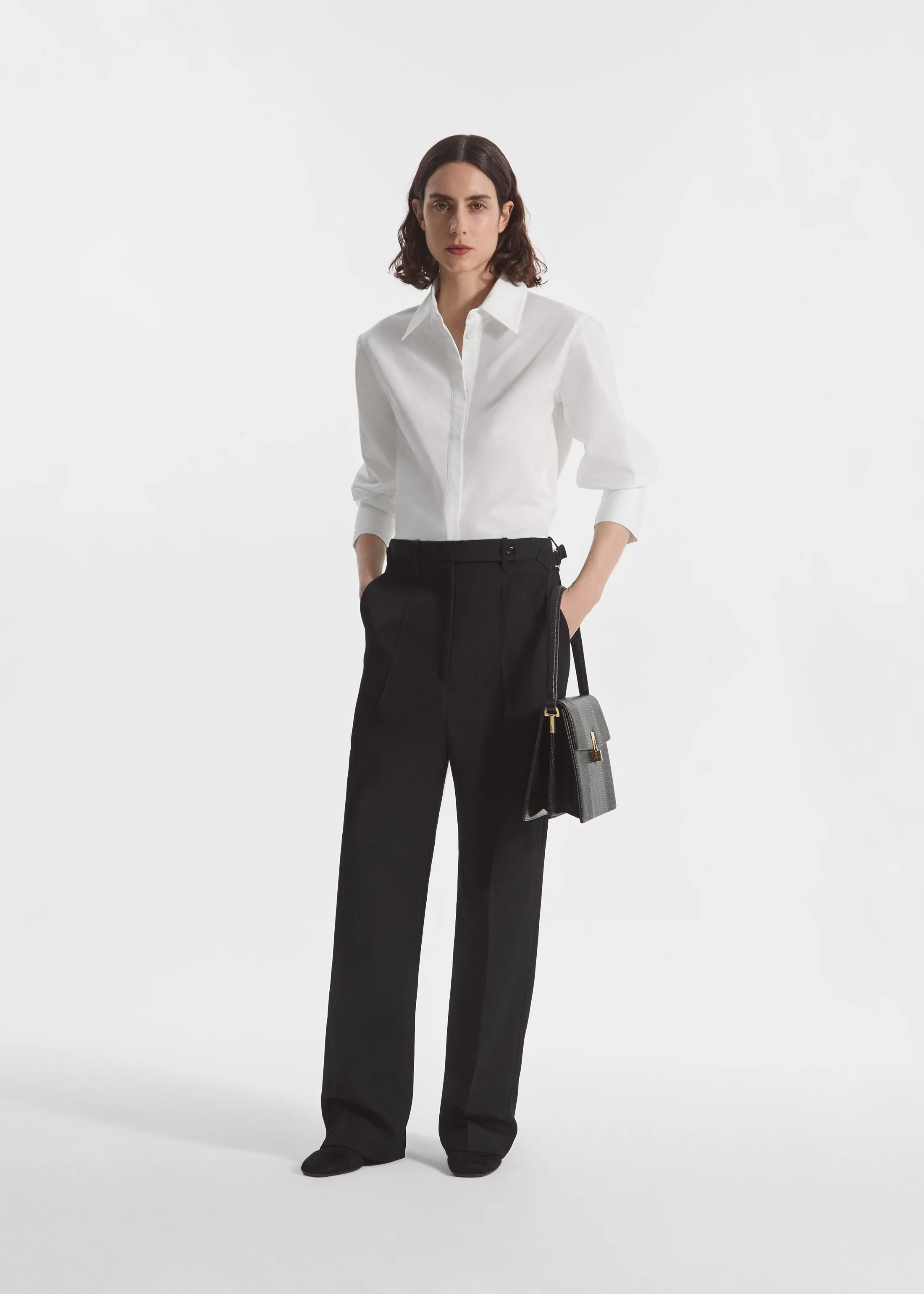Fitted Shirt in Cotton Poplin - White - Image 4