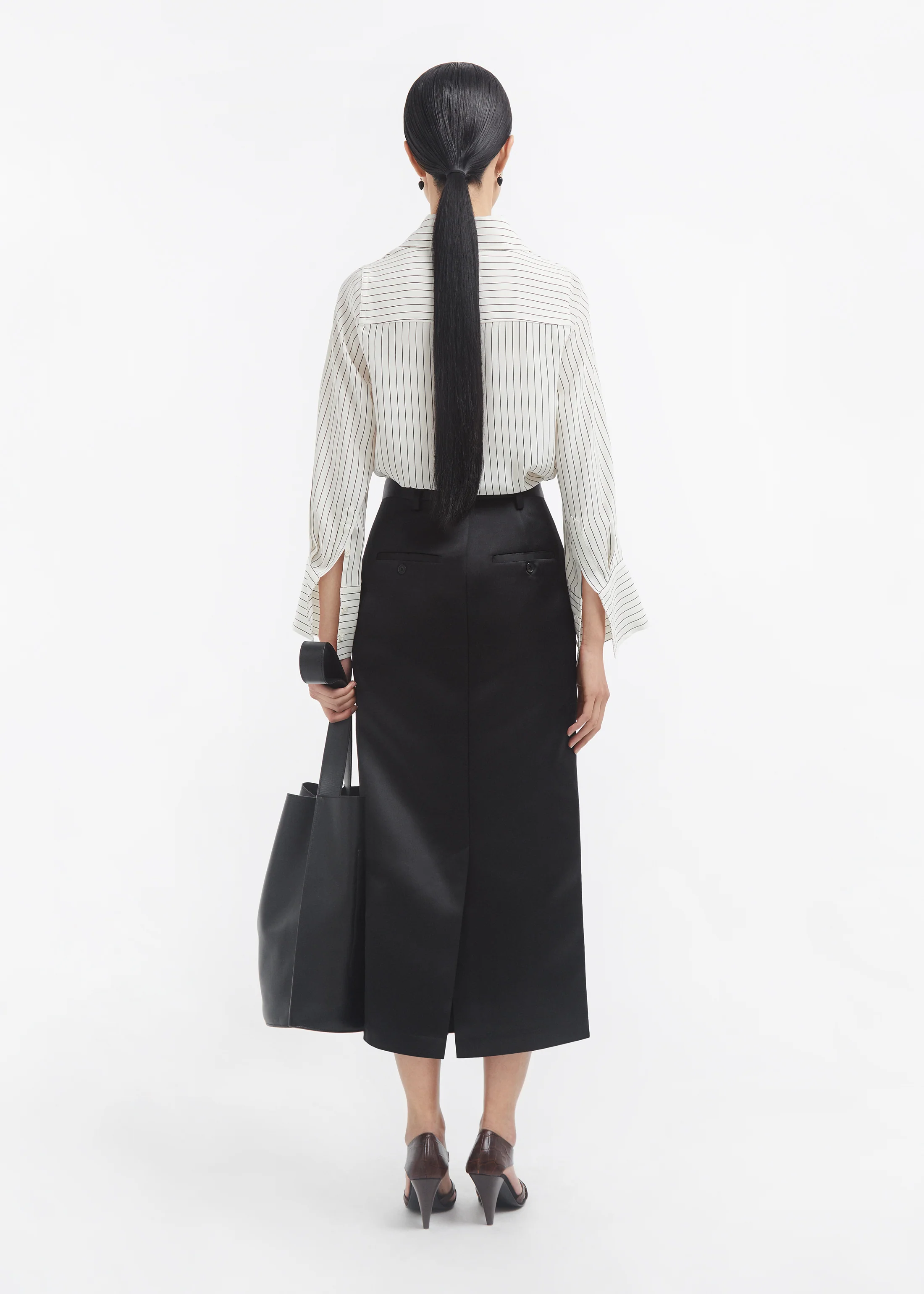 Fitted Classic Shirt in Silk - Stripe - Image 3