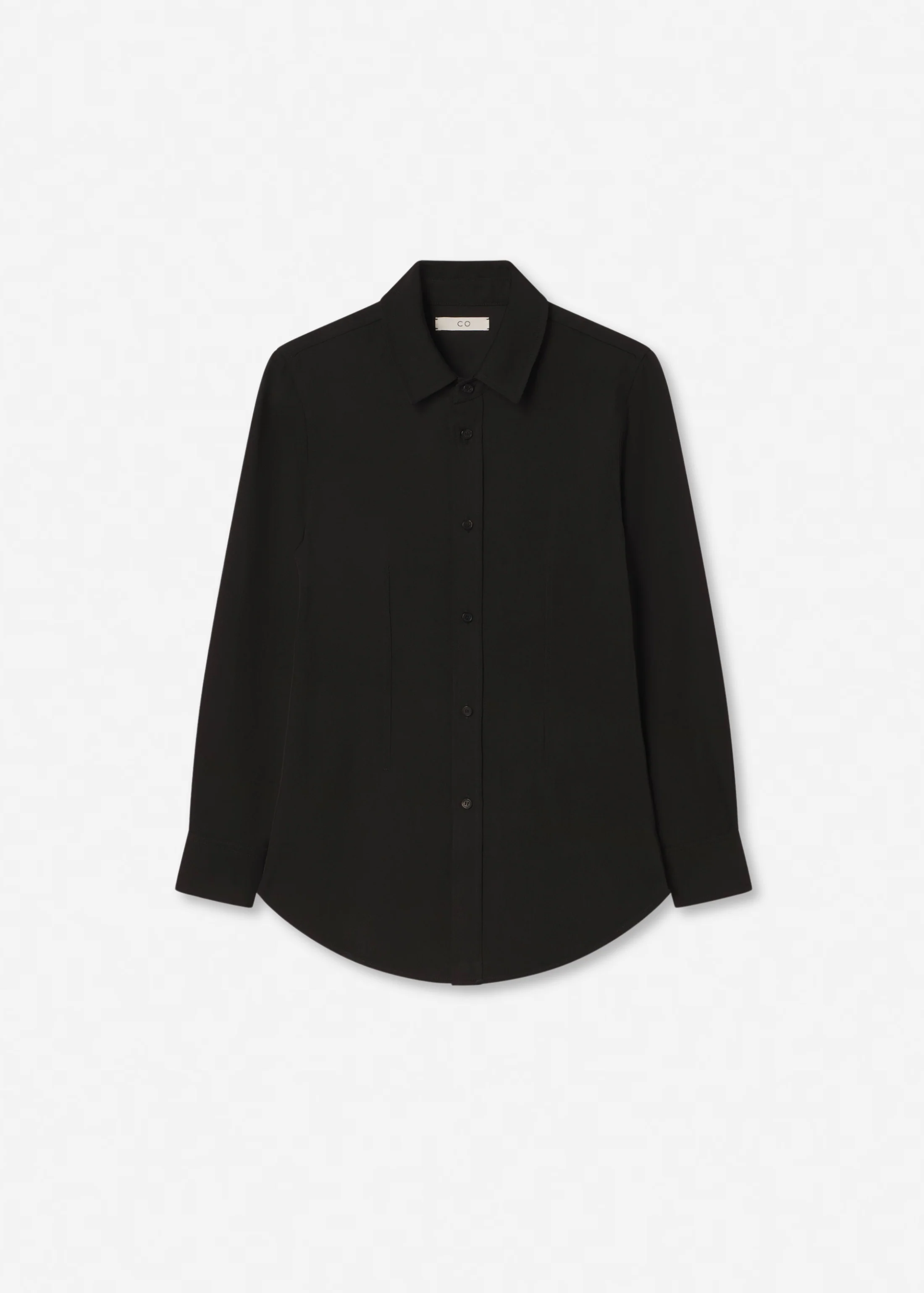 Fitted Collared Shirt in Viscose Twill - Black - Image 5