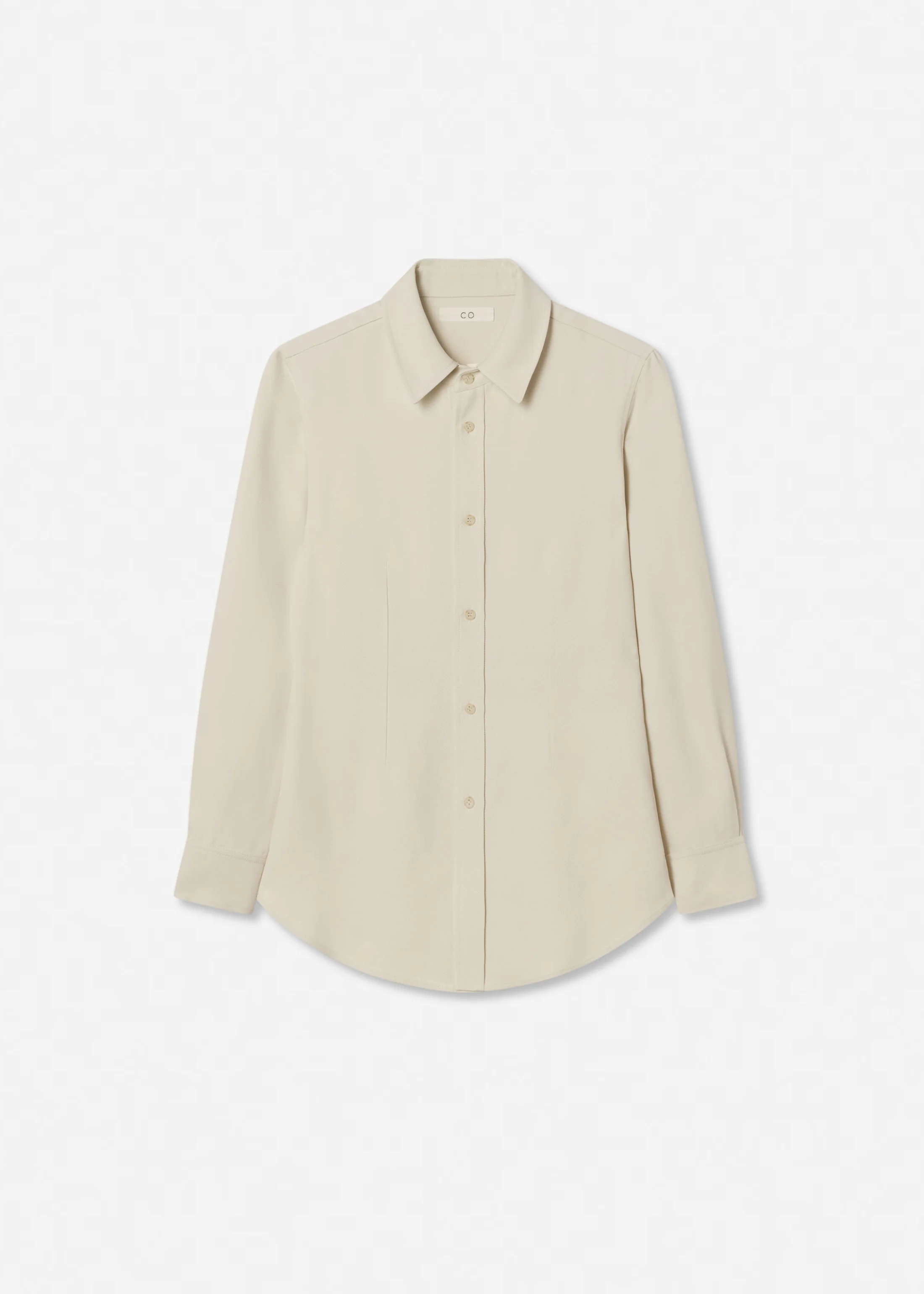 Fitted Collared Shirt in Viscose Twill - Pearl - Image 5