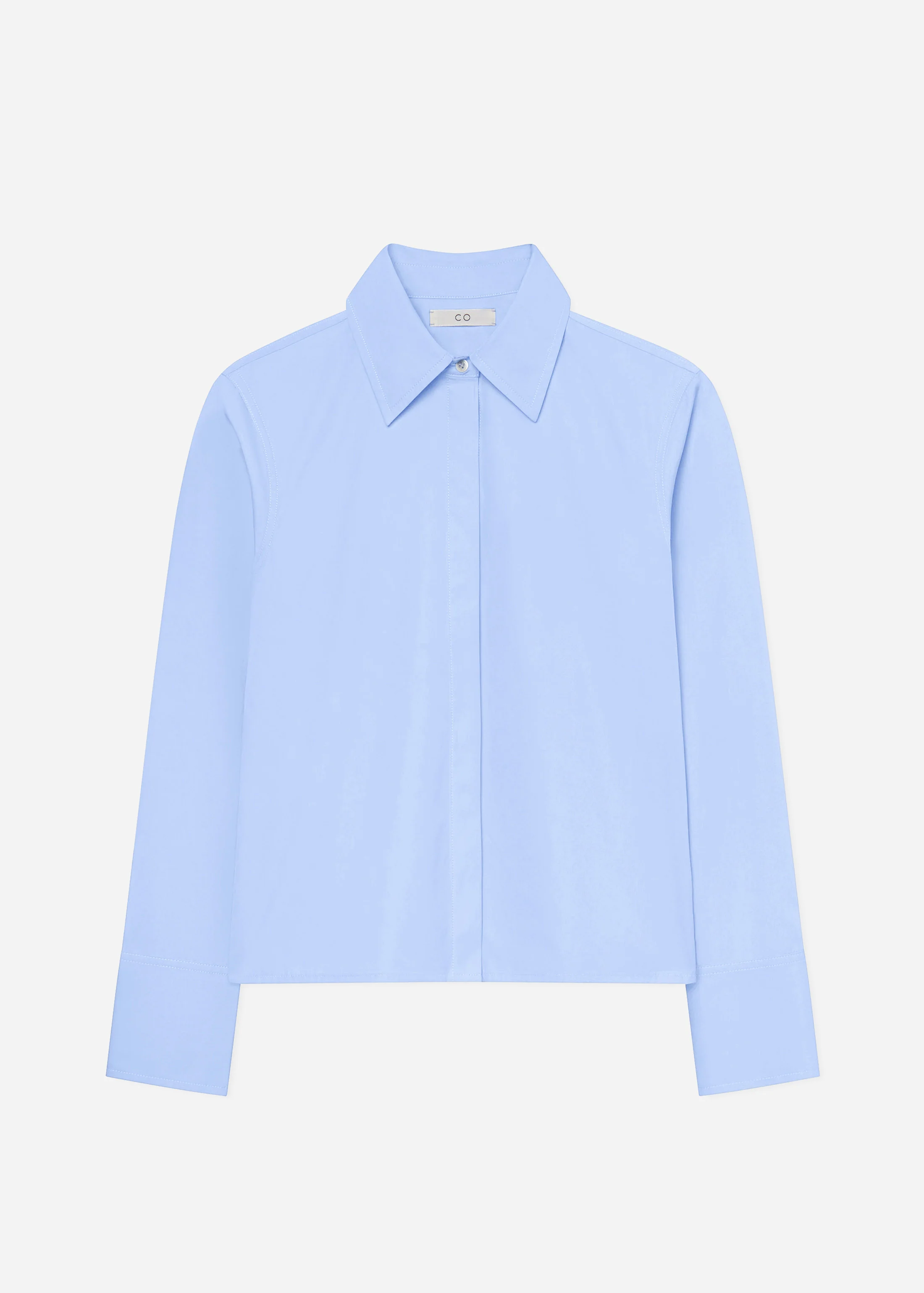 Fitted Shirt in Cotton Poplin - Blue - Image 6