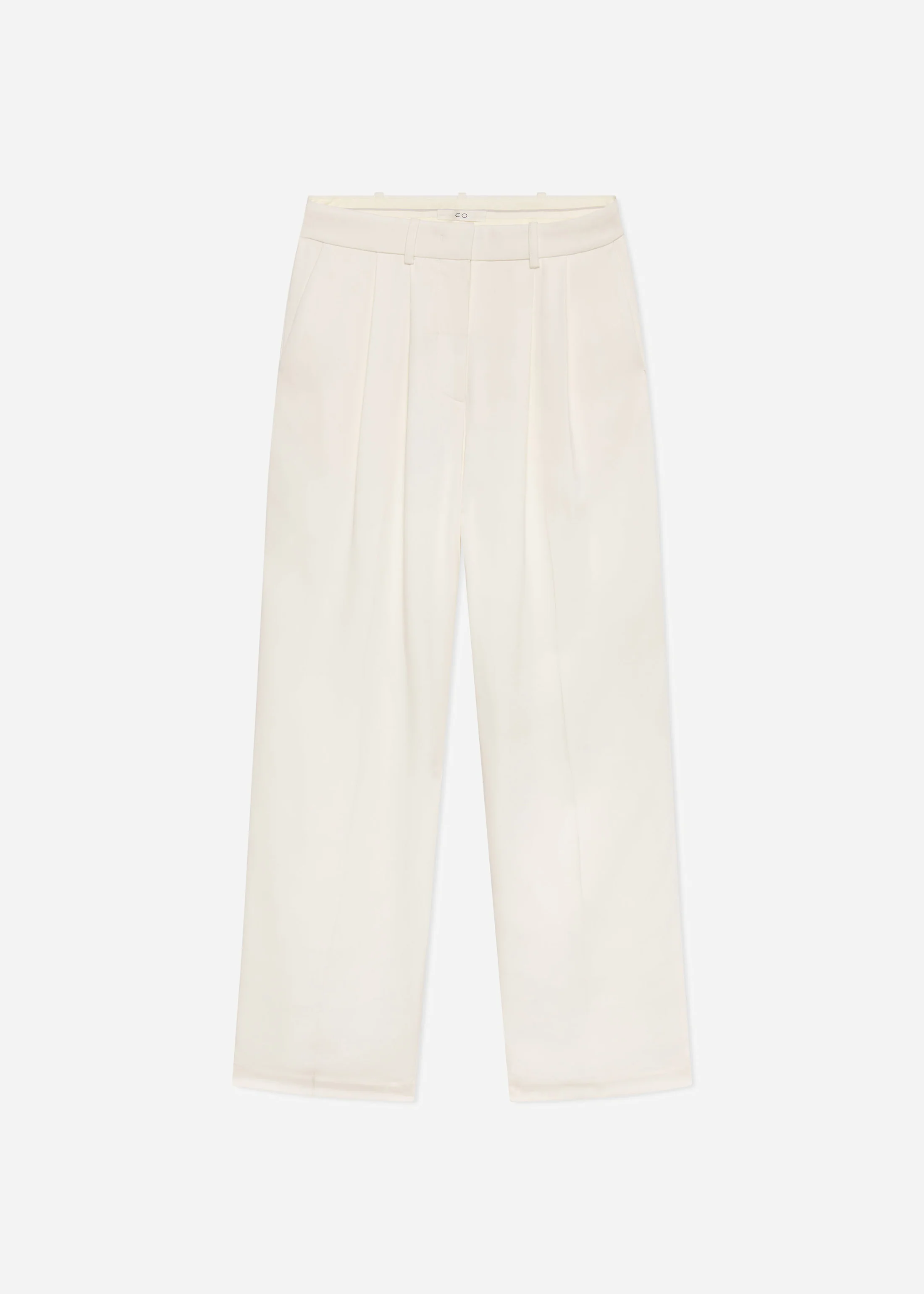 Pleated Trouser in Crepe - Ivory - Image 5