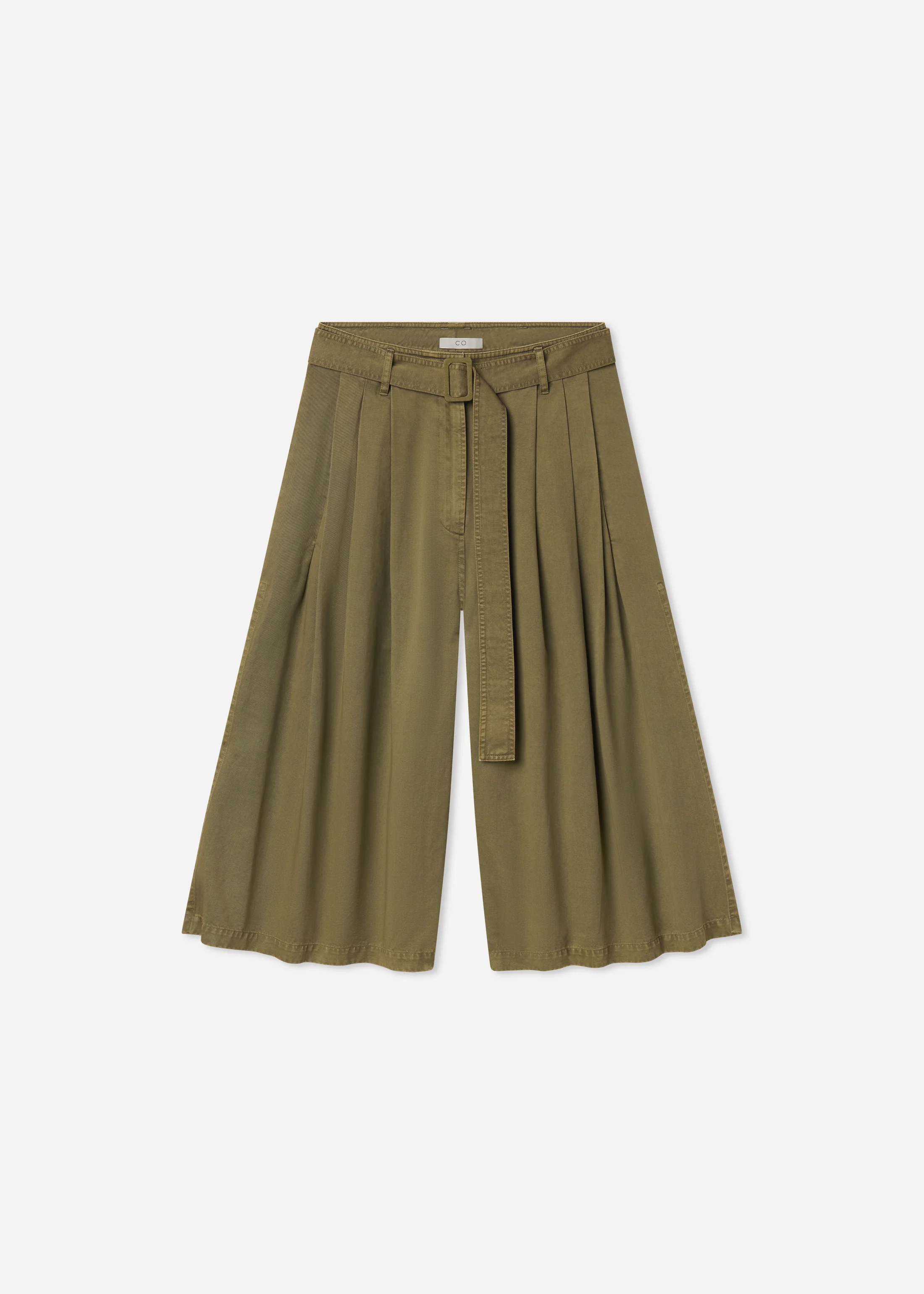 Pleated Culotte in Garment-Dyed Cotton - Avocado - Image 5