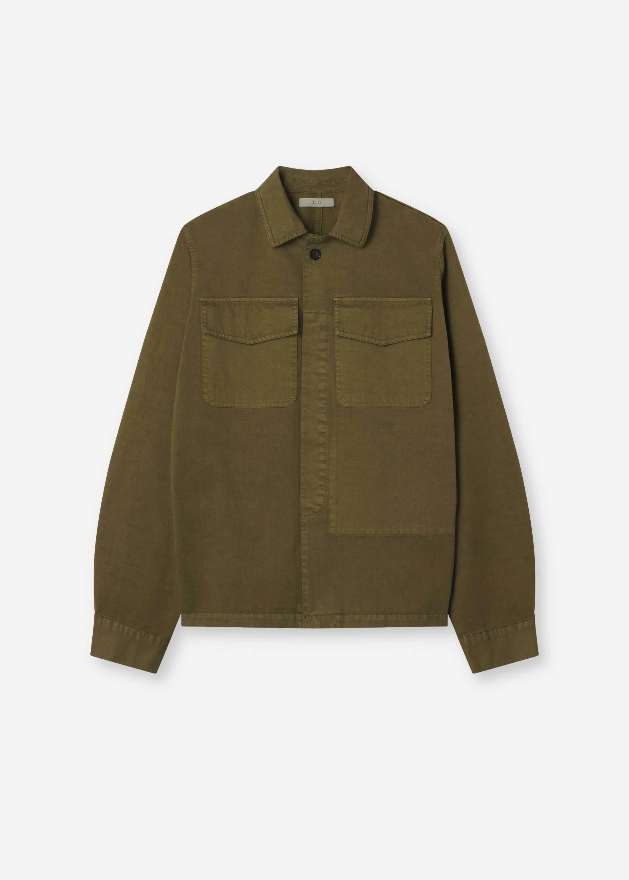Garment Dyed Shirt Jacket in Cotton - Avocado - Image 5