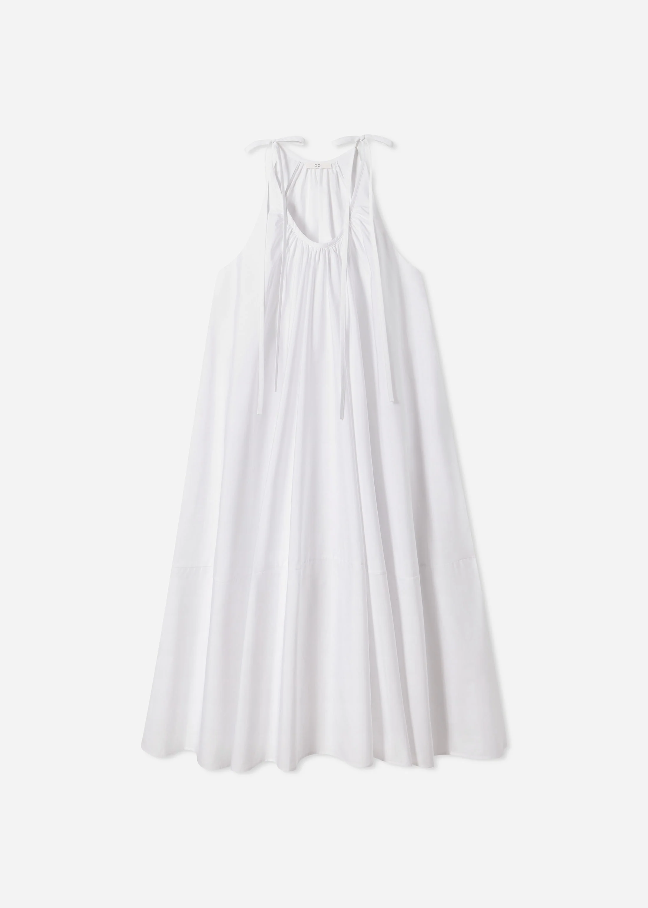 Gathered Halter Dress in Cotton Poplin - White - Image 4