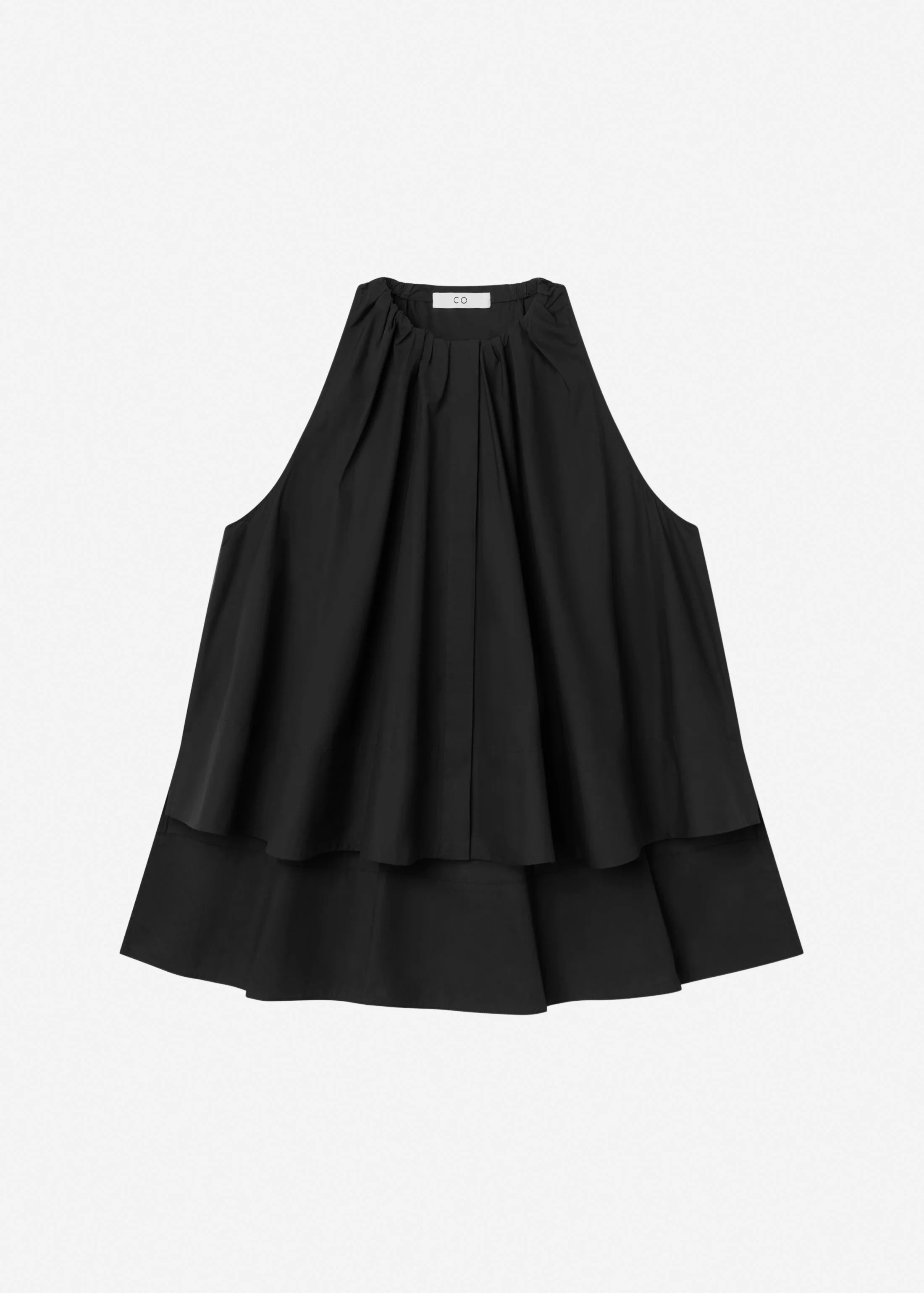 Gathered Tunic Shirt in Cotton Poplin - Black - Image 5
